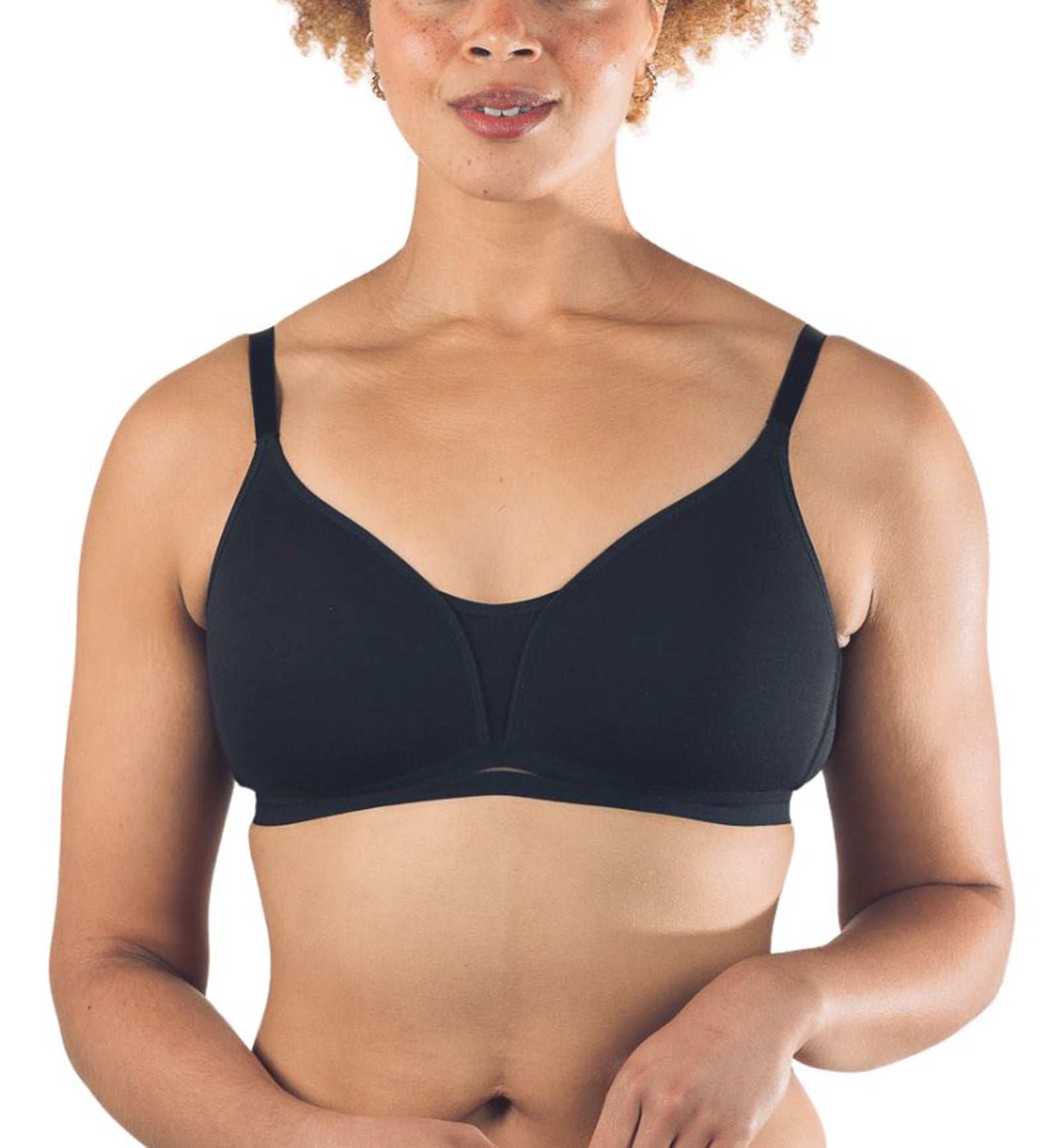 Royce Posie Non-Wire Convertible T-shirt Bra (8031),28B,Black - Black,28B