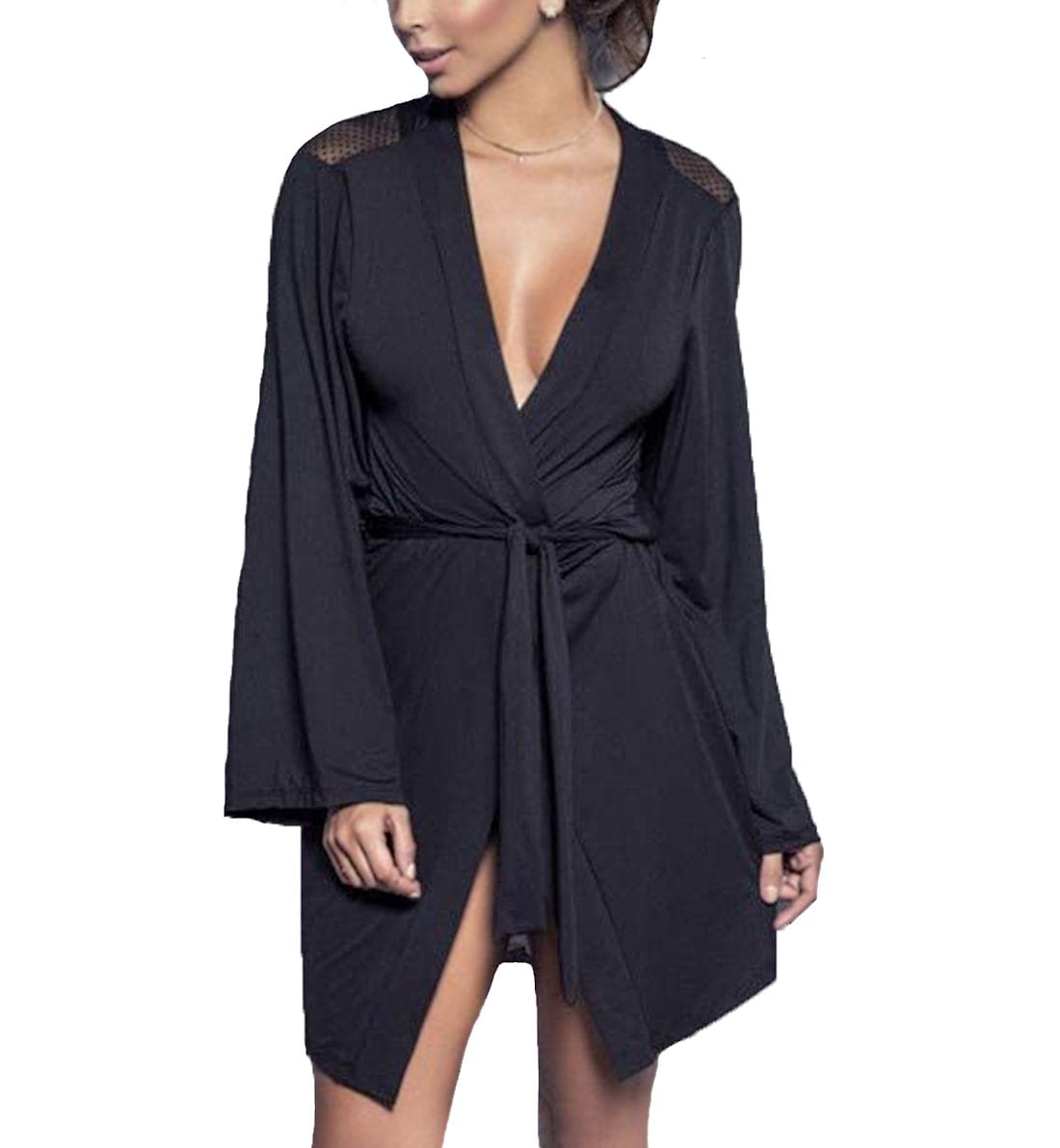 Mapale Maid of Honor Robe with Matching G-String (8360),S/M,Black - Black,S/M