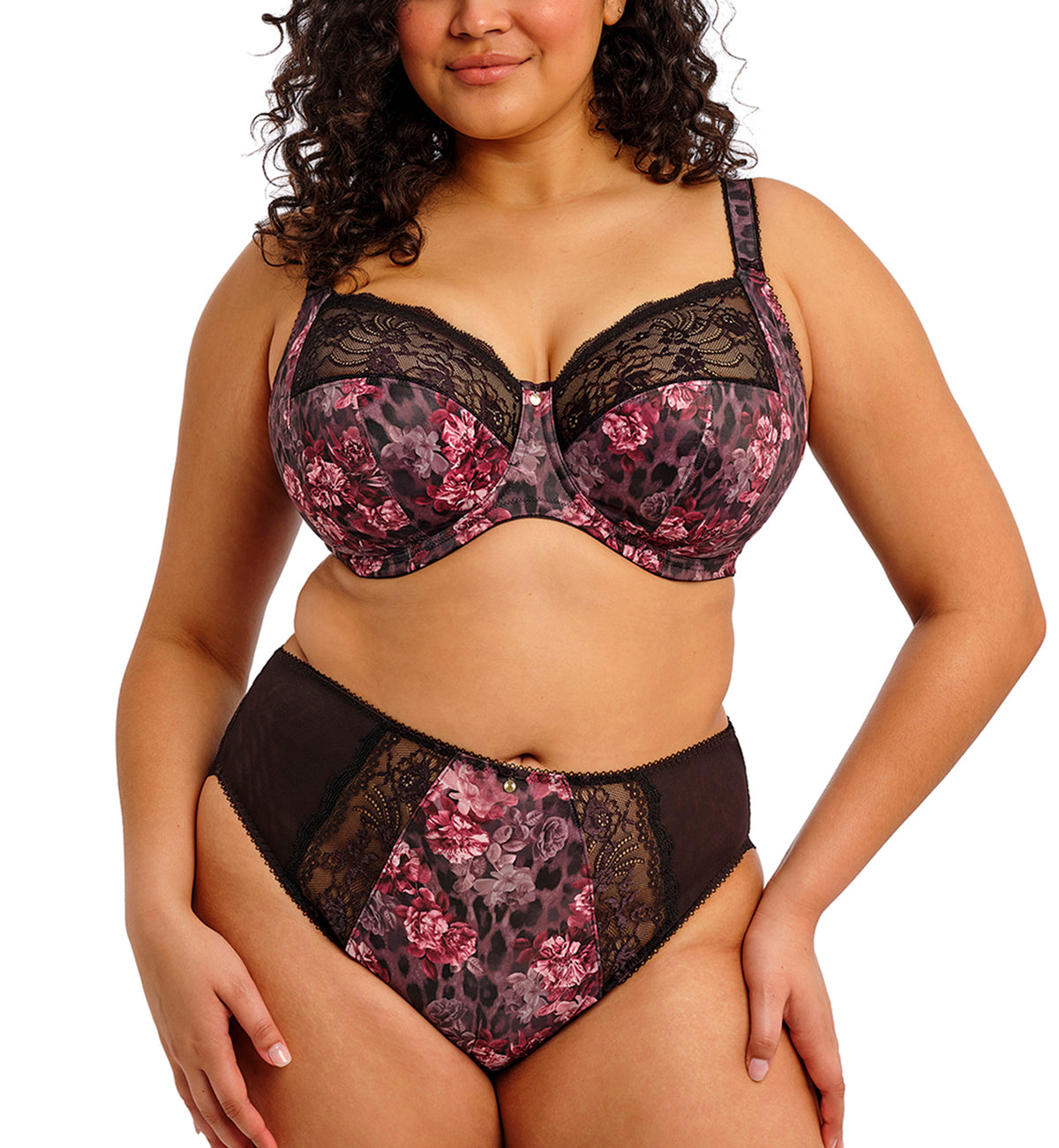 Elomi Morgan High Leg Brief Panty (4118),Medium,Dark Romance - Dark Romance,Medium