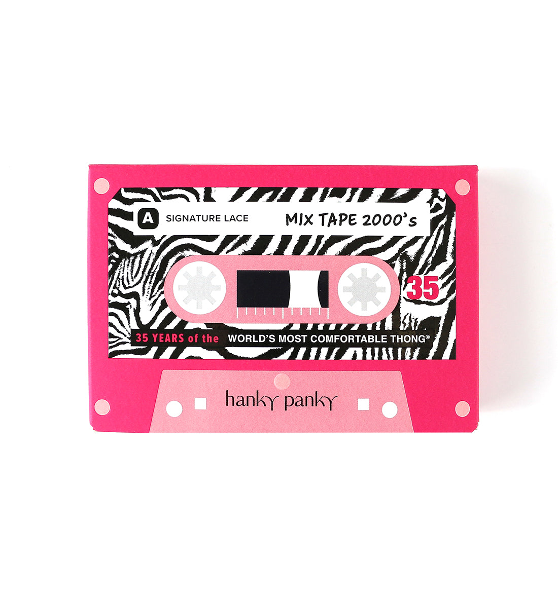 Hanky Panky Decades Aughts Zebra Original Rise Thong PLUS (MIX TAPE BOX) - Aughts Zebra,One Size