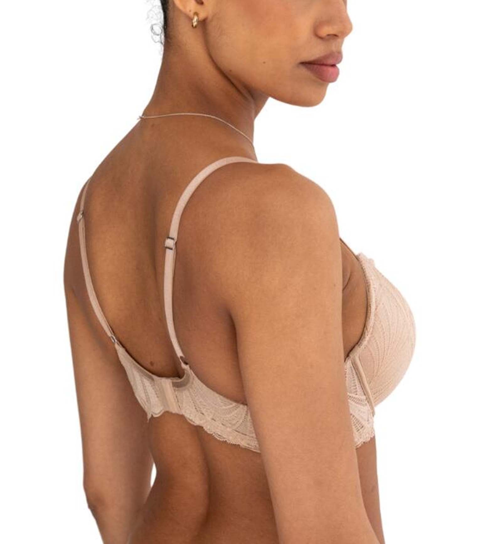 Pour Moi New Romance Plunge Push Up Underwire Bra (184002),32A,Almond - Almond,32A