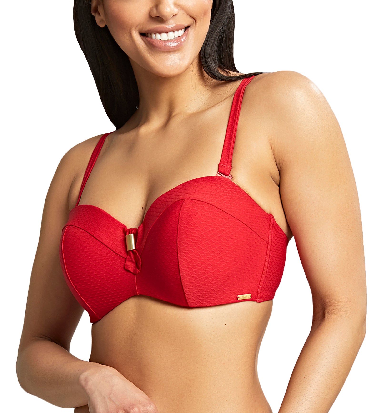 Panache Marianna Underwire Bandeau Bikini Top (SW1593),30DD,Crimson - Crimson,30DD