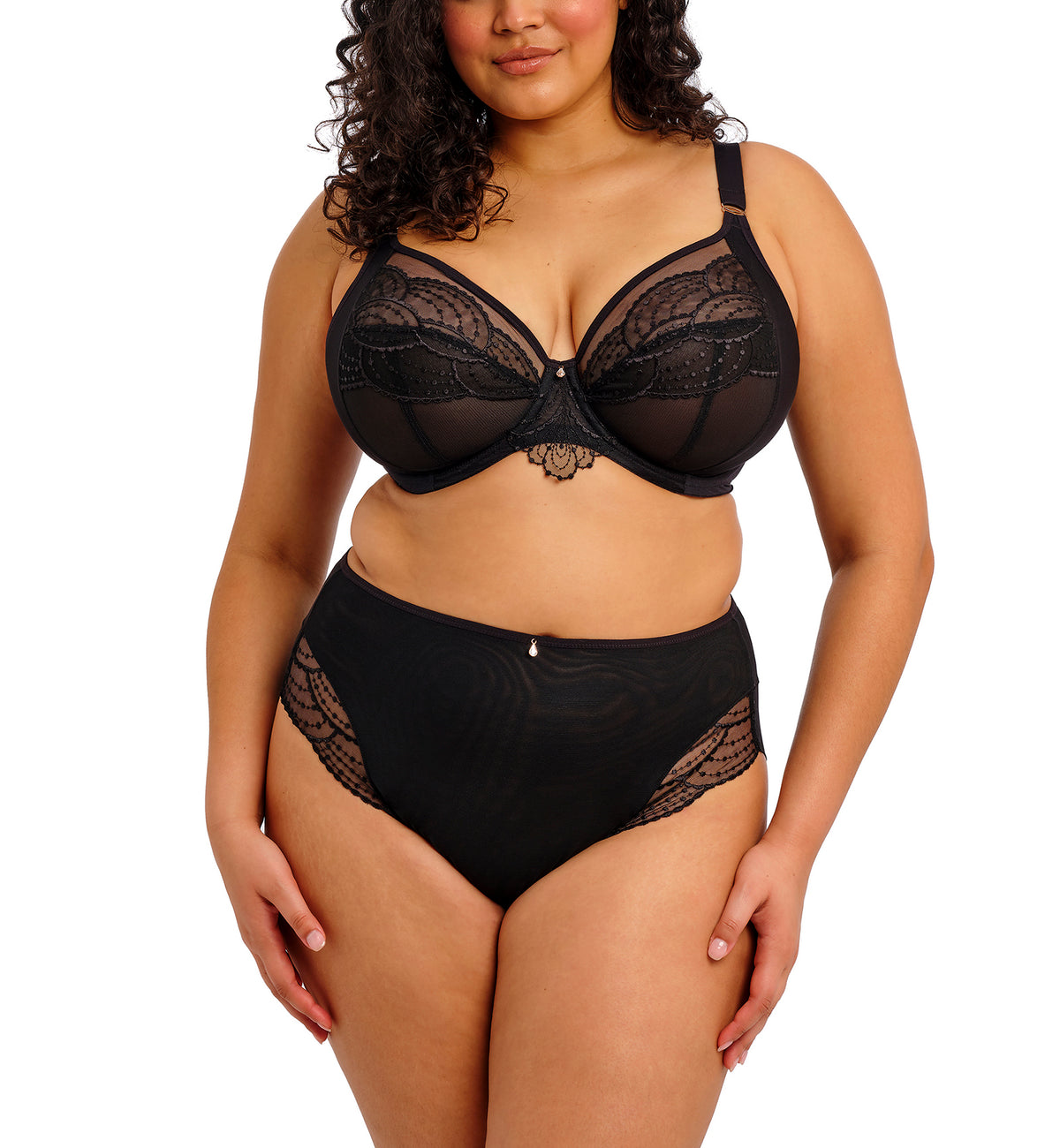 Elomi Priya Matching Full Brief Panty (4555),Medium,Black - Black,Medium