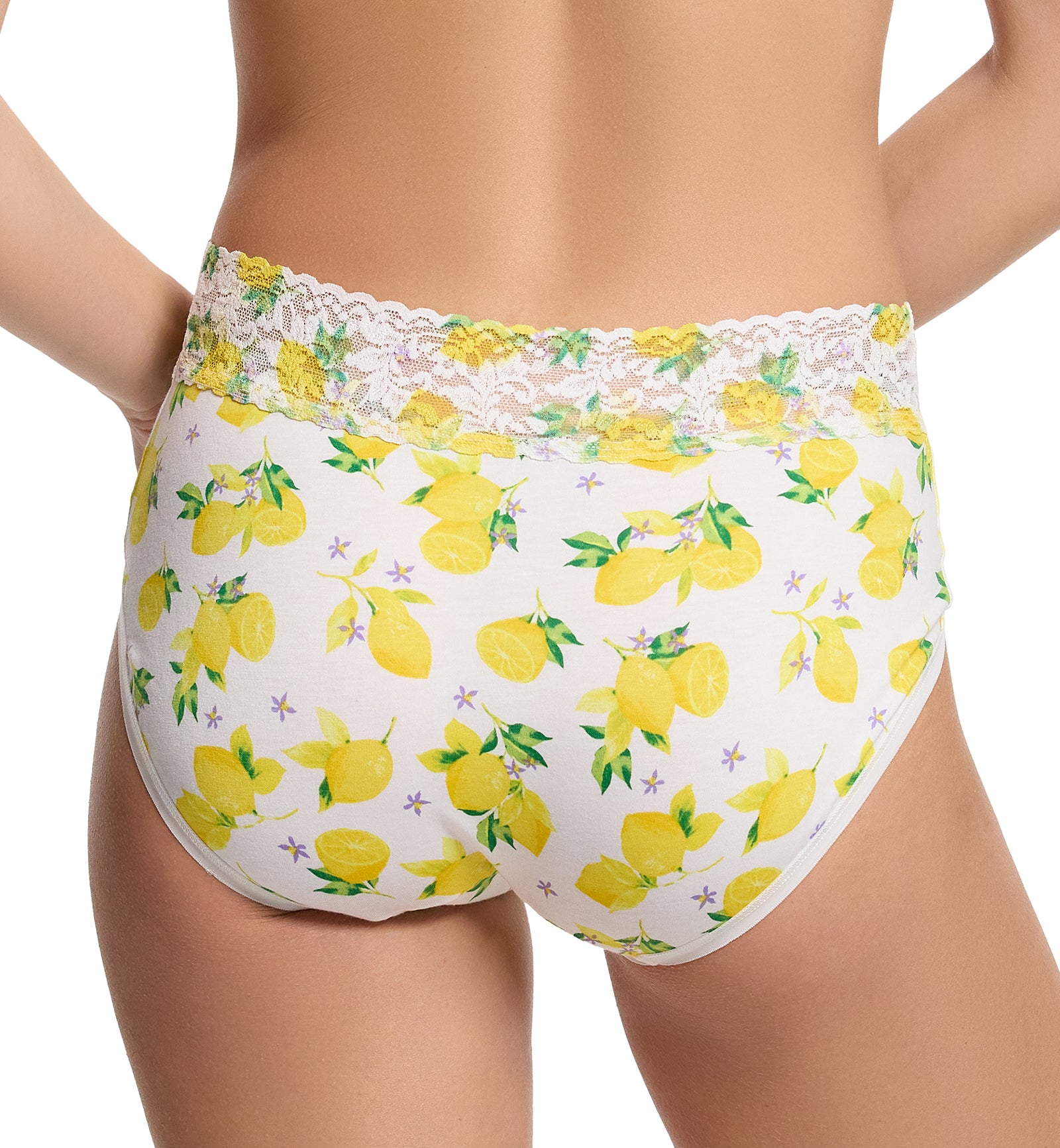 Hanky Panky Cotton Printed French Brief with Lace (PR892461),Small,Make Lemonade - Make Lemonade,Small