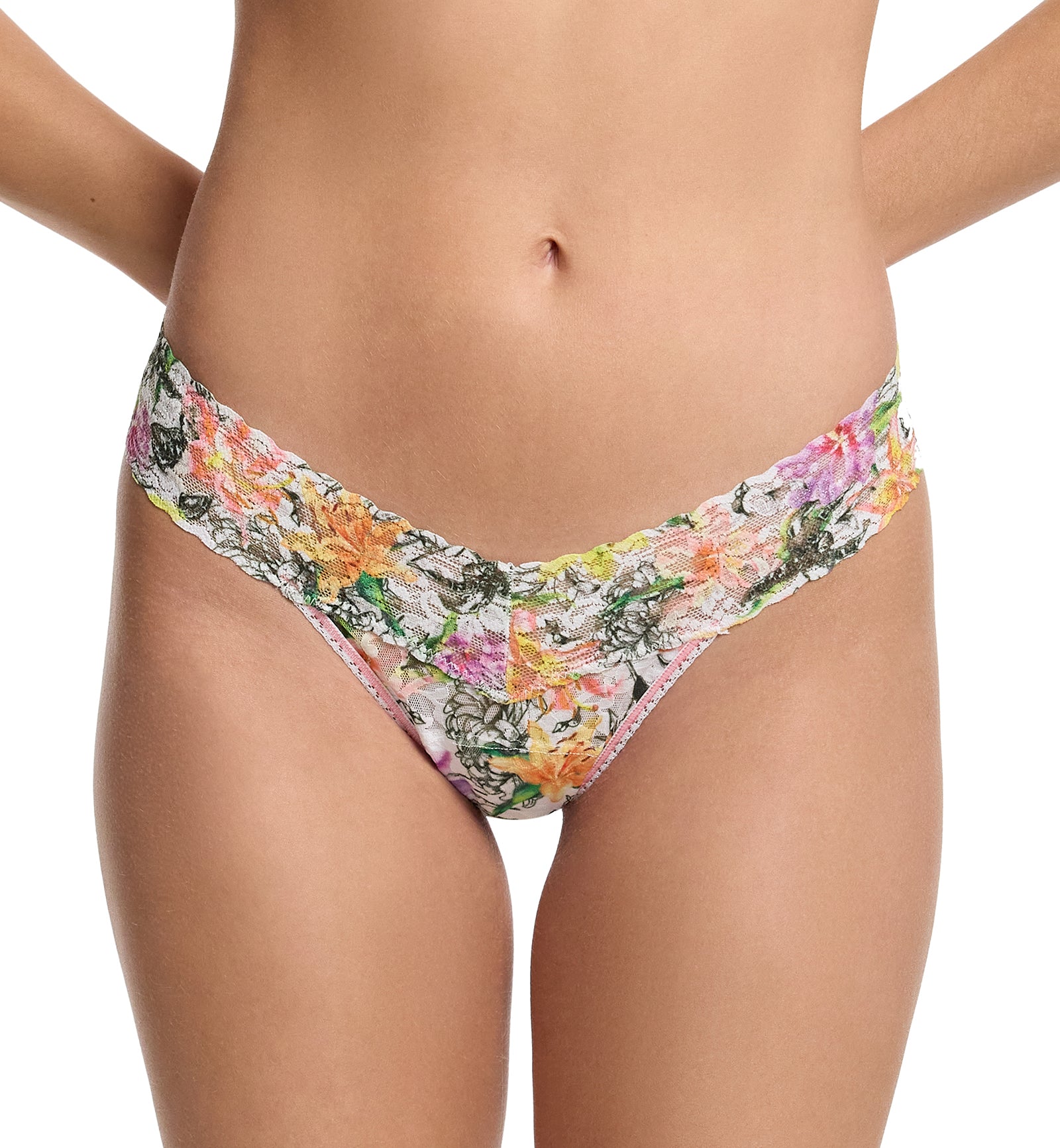 Hanky Panky Signature Lace Printed Low Rise Thong (PR4911P),Botany - Botany,One Size