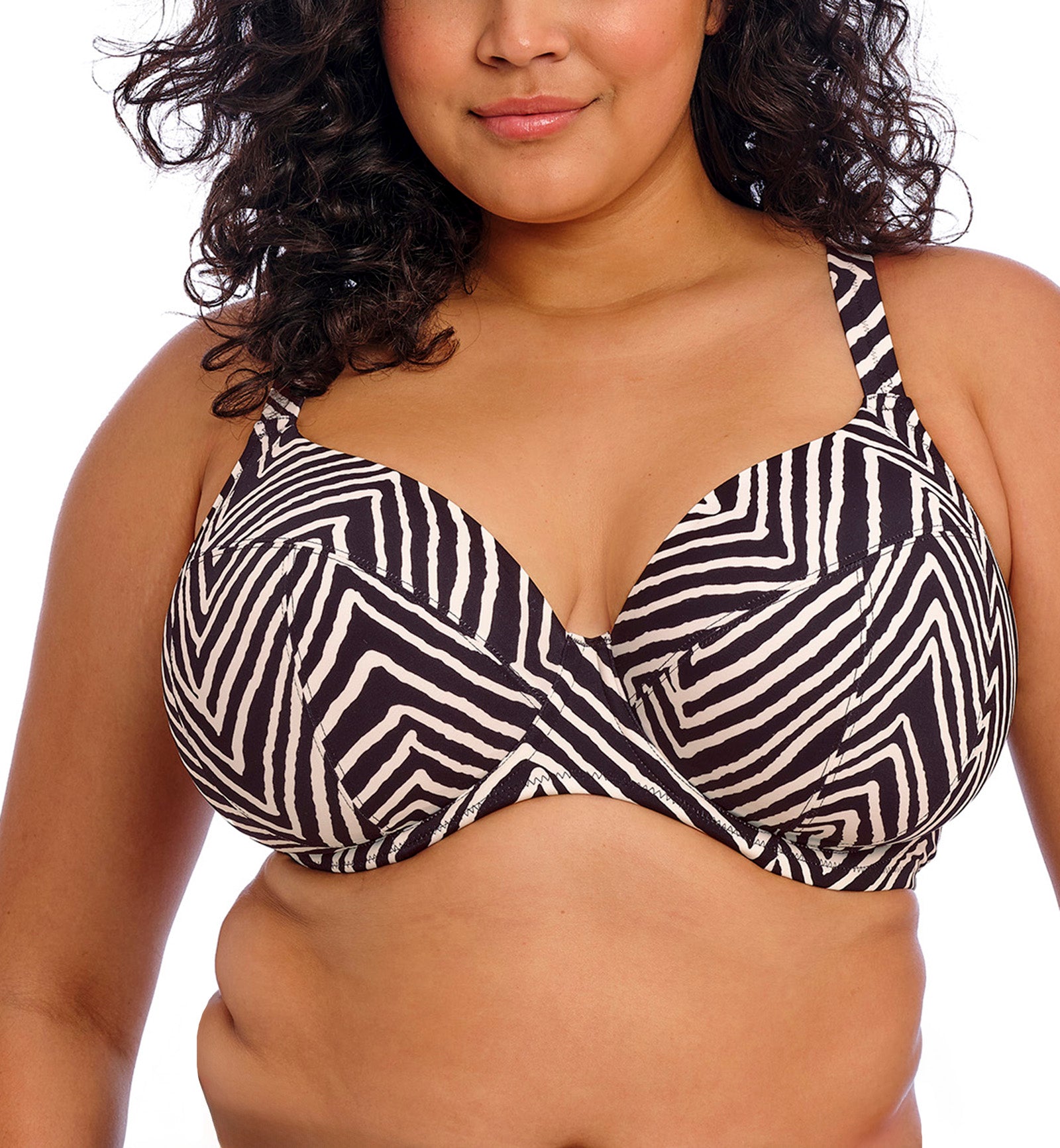 Elomi Fiji Falls Underwire Plunge Bikini Top (ES802602),34G,Black - Black,34G