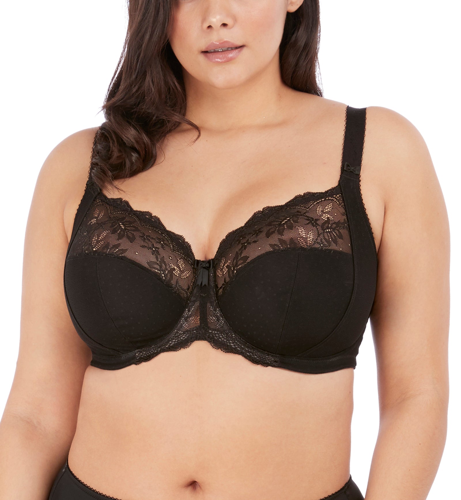Elomi Meredith Stretch Lace Banded Underwire Bra (4440),36E,Black - Black,36E