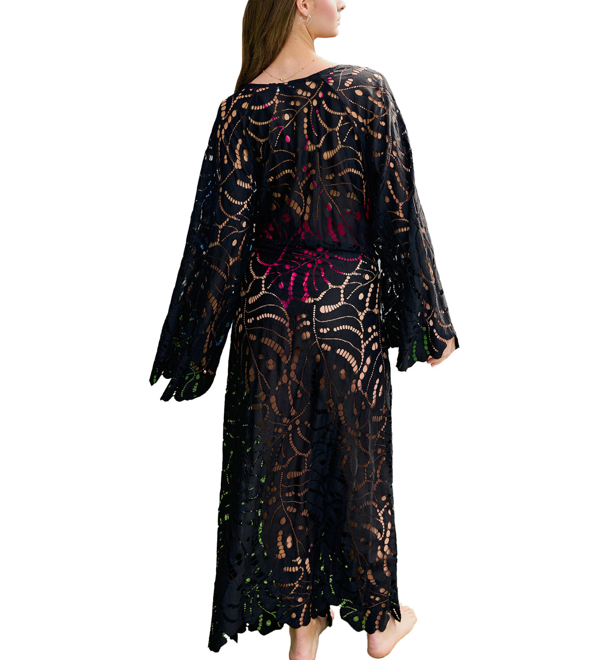 effetto Resort Collection Tunic Robe Cover Up (0180),Black - Black,S/M