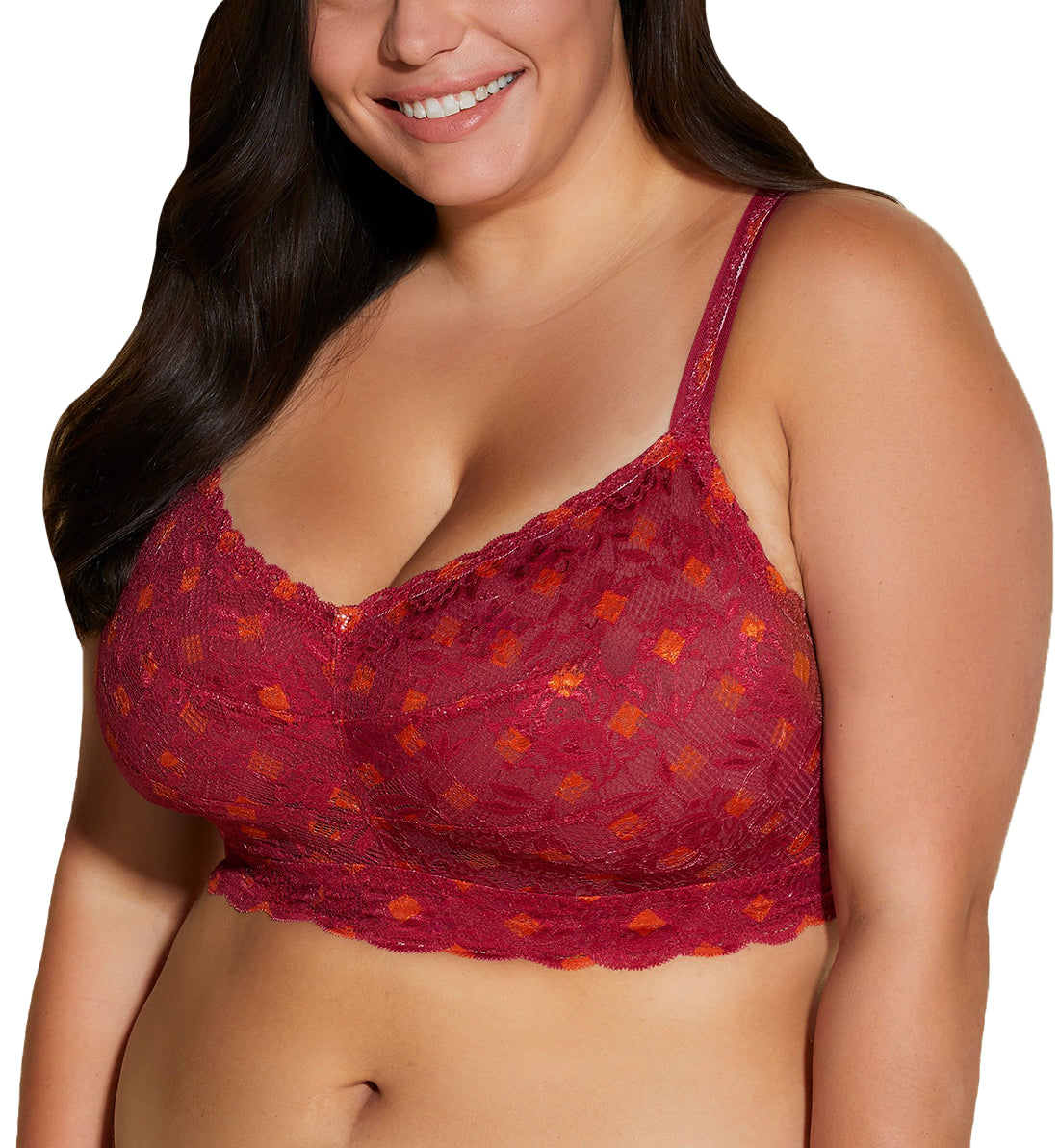 Cosabella Never Say Never Printed SUPER CURVY Sweetie Bralette (NEVEP1322),XS,Diamond Deep Ruby - Diamond Deep Ruby,XS