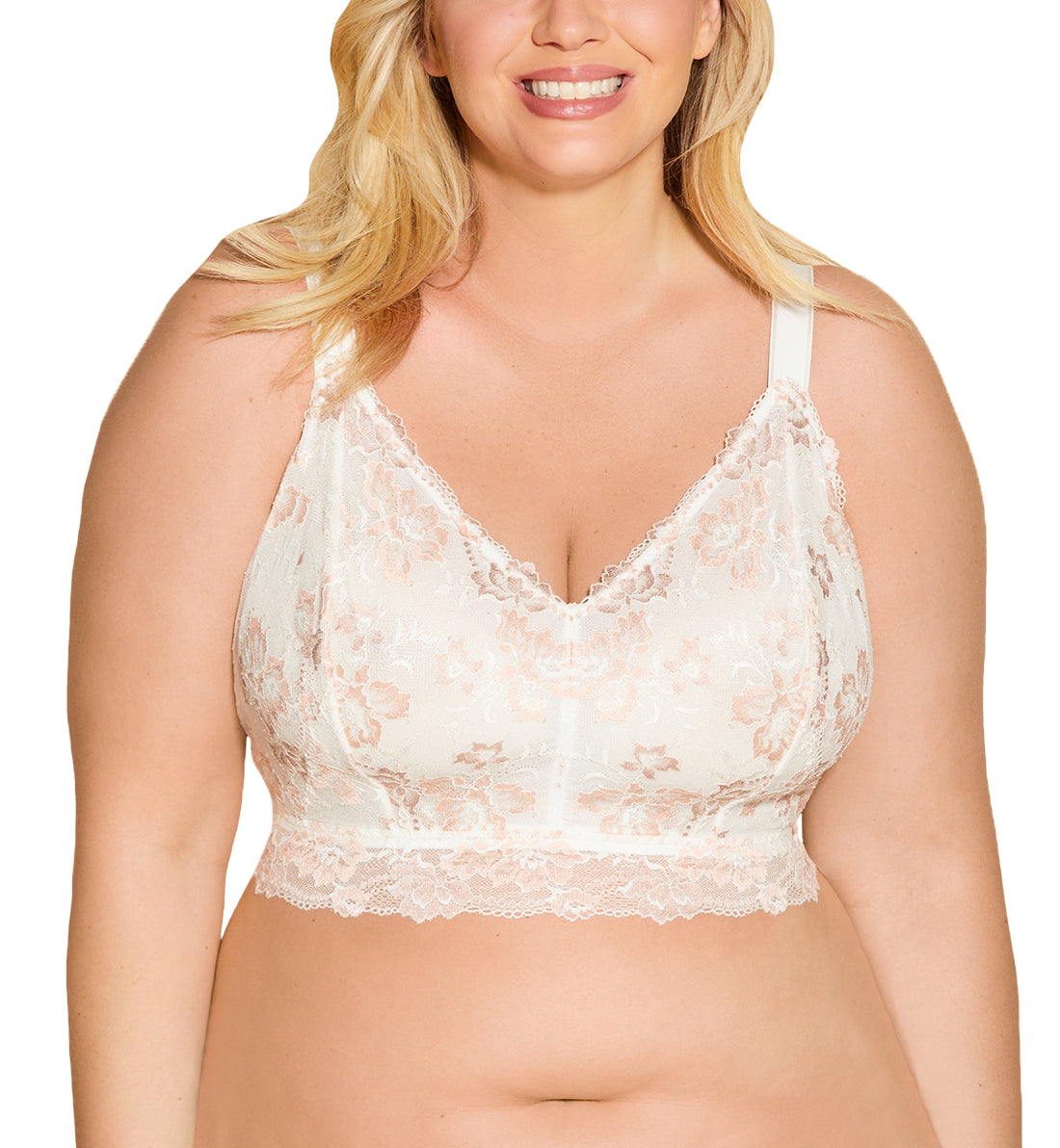 Cosabella Savona ULTRA Curvy Longline Bralette (SAVON1385),XS,Mandorla/Moon Ivory - Mandorla/Moon Ivory,XS