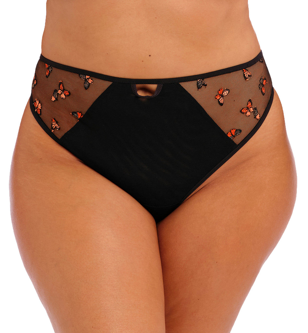 Elomi Sachi Matching Strappy Thong (4357),Medium,Black Butterfly - Black Butterfly,Medium
