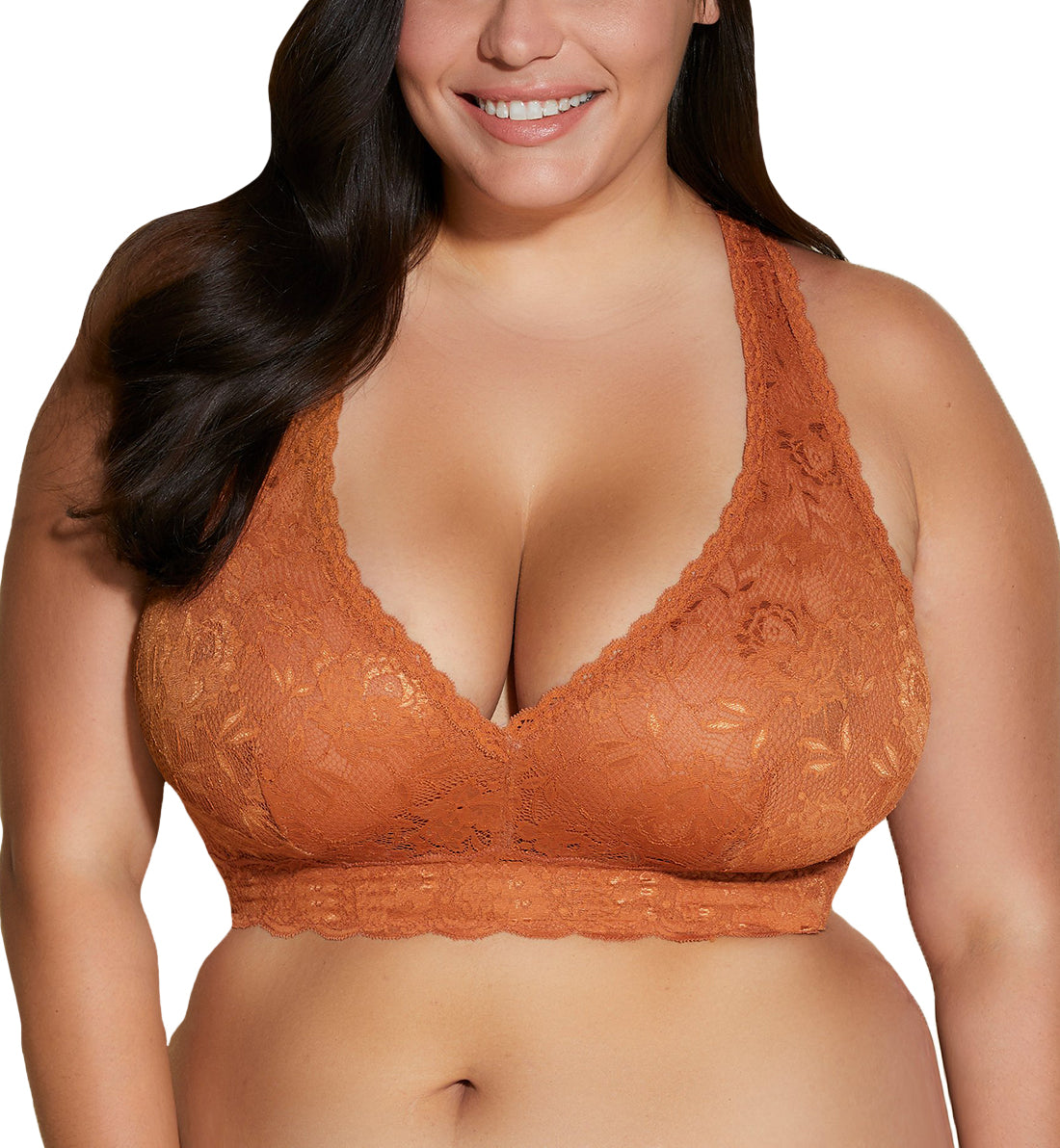Cosabella Never Say Never Ultra CURVY Racie Racerback Bralette (NEVER1353),XS,Dark Copper - Dark Copper,XS