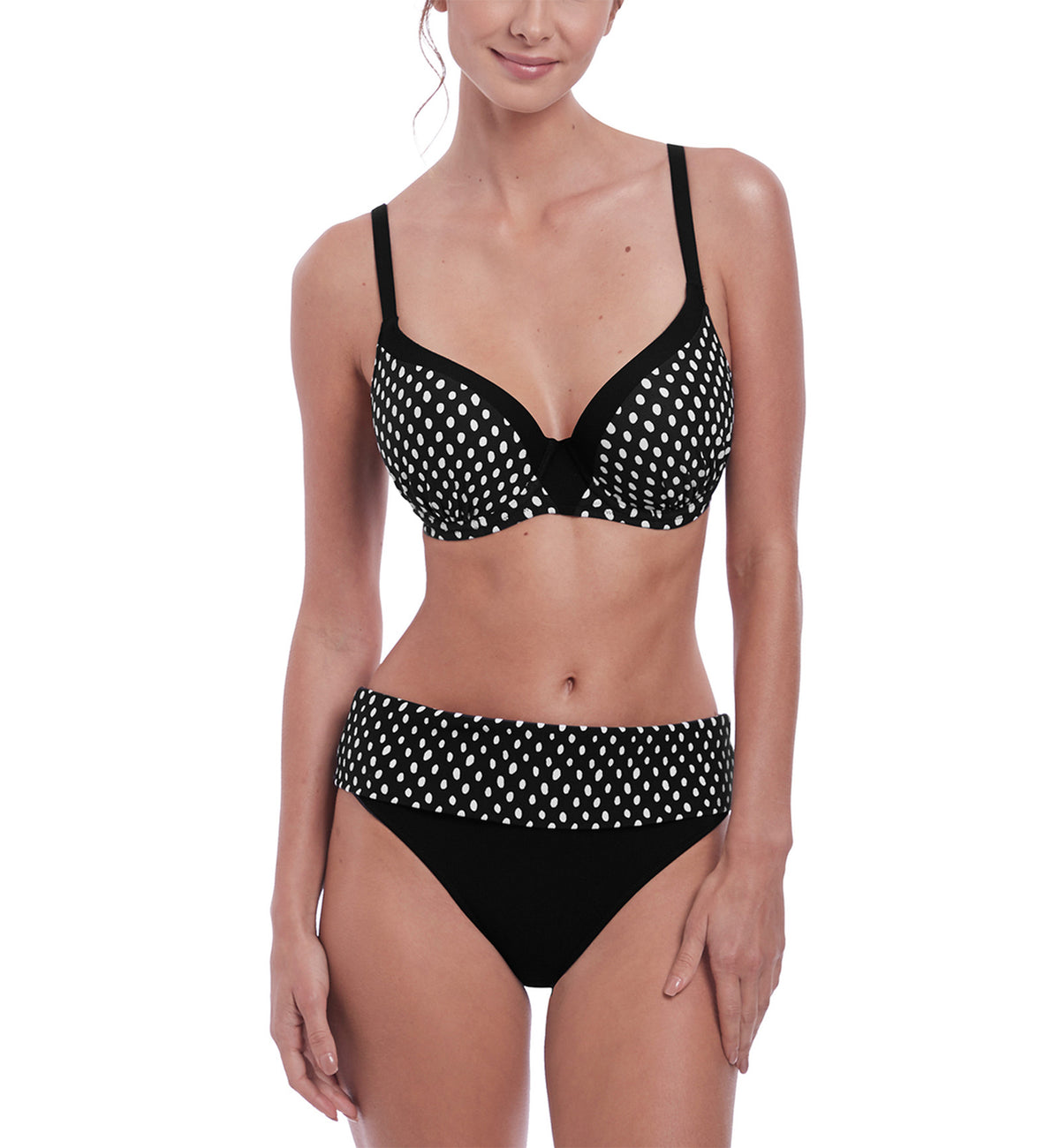 Fantasie Santa Monica Molded Underwire Bikini Top (6721),30D,Black/White - Black/White,30D