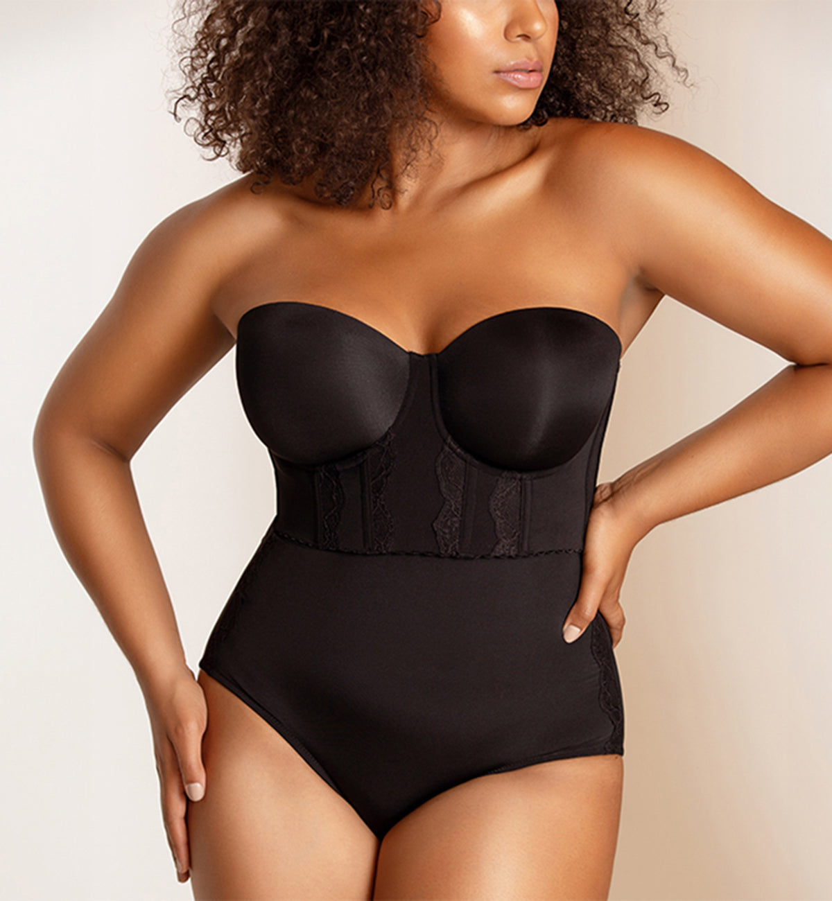 Parfait Elissa Molded Underwire Midi Bustier (P50116),30D,Black - Black,30D