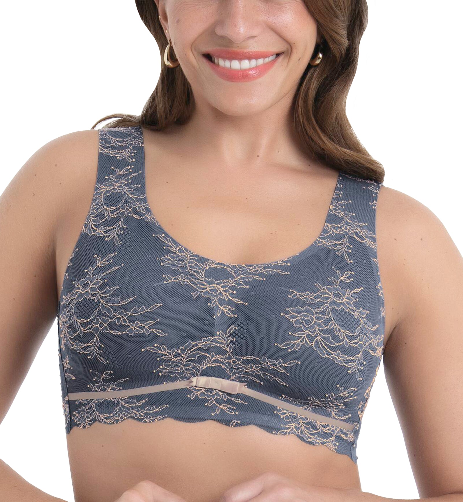 Anita Essentials Lace Lightly Padded Bralette (5400),XS,Grey/Rose - Grey/Rose,XS