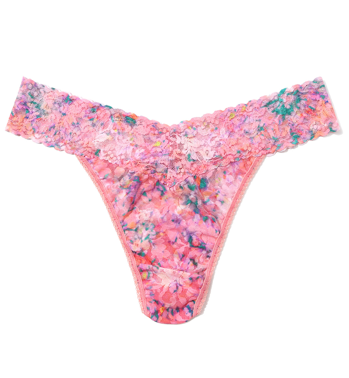 Hanky Panky Signature Lace Printed Original Rise Thong (PR4811P),Blushing Blooms - Blushing Blooms,One Size