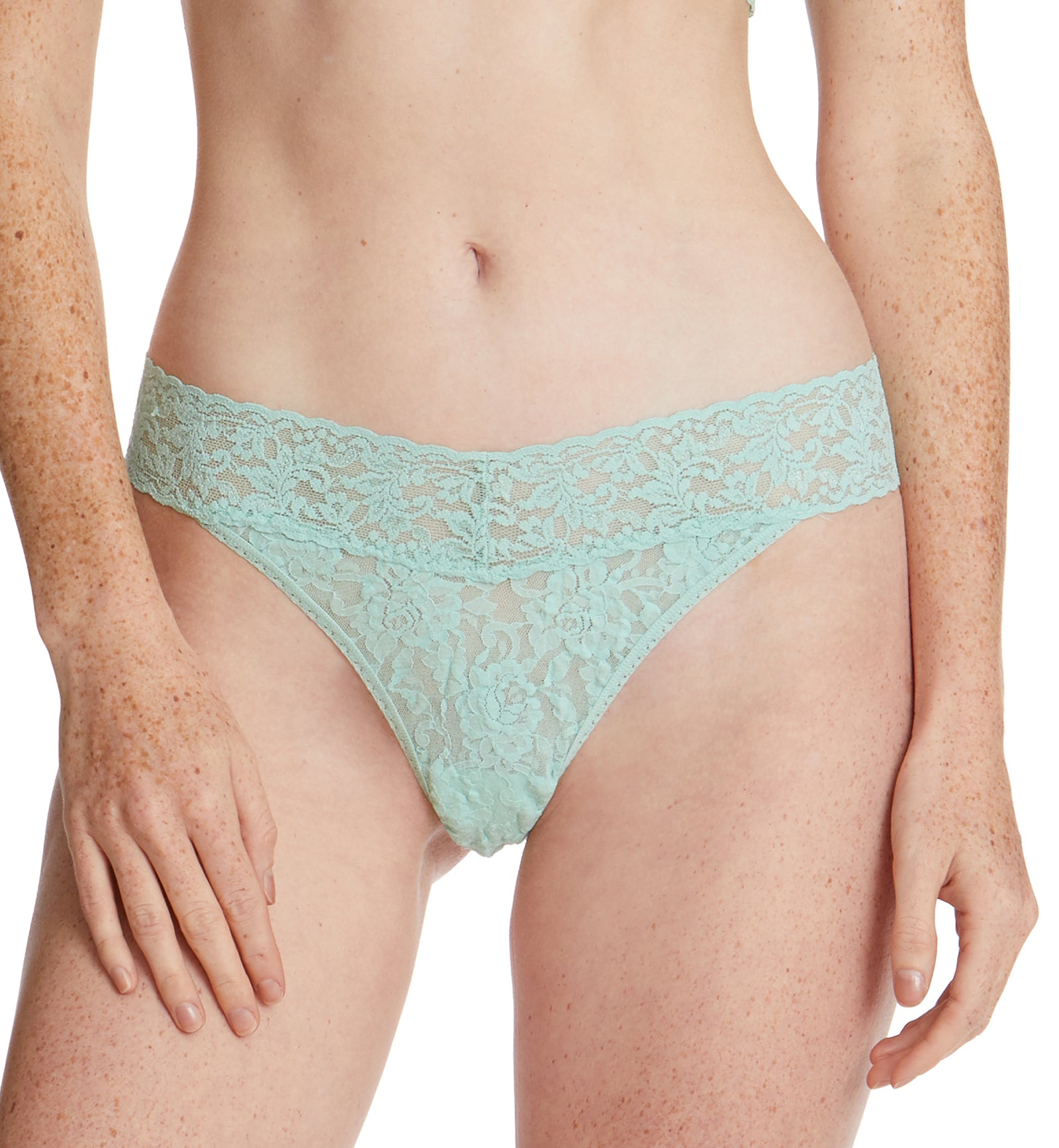 Hanky Panky Signature Lace Original Rise Thong (4811P),Mint Sprig Green - Mint Sprig Green,One Size