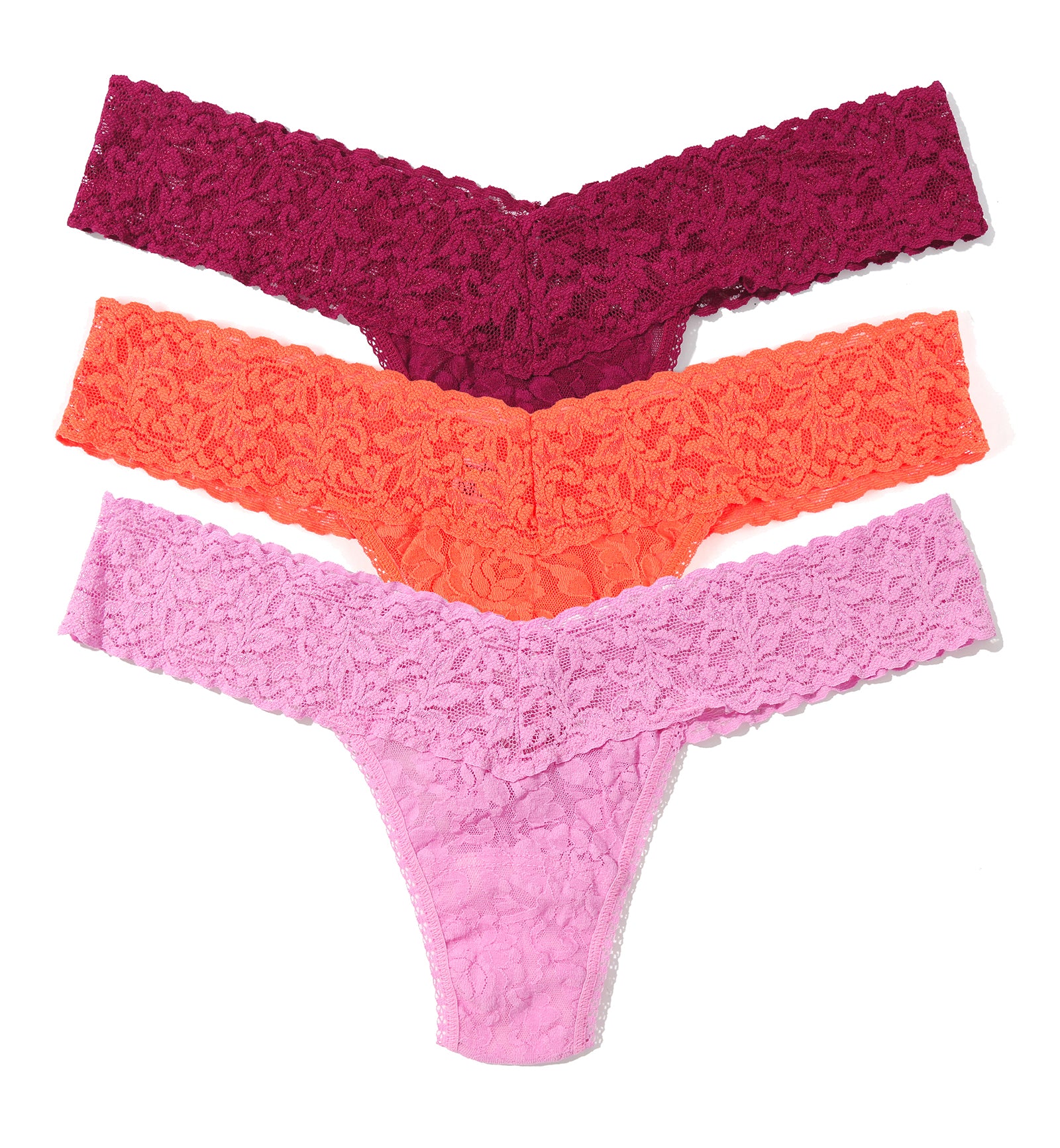 Hanky Panky 3-PACK Signature Lace Low Rise Thong (49113PK),Floramania - Floramania,One Size