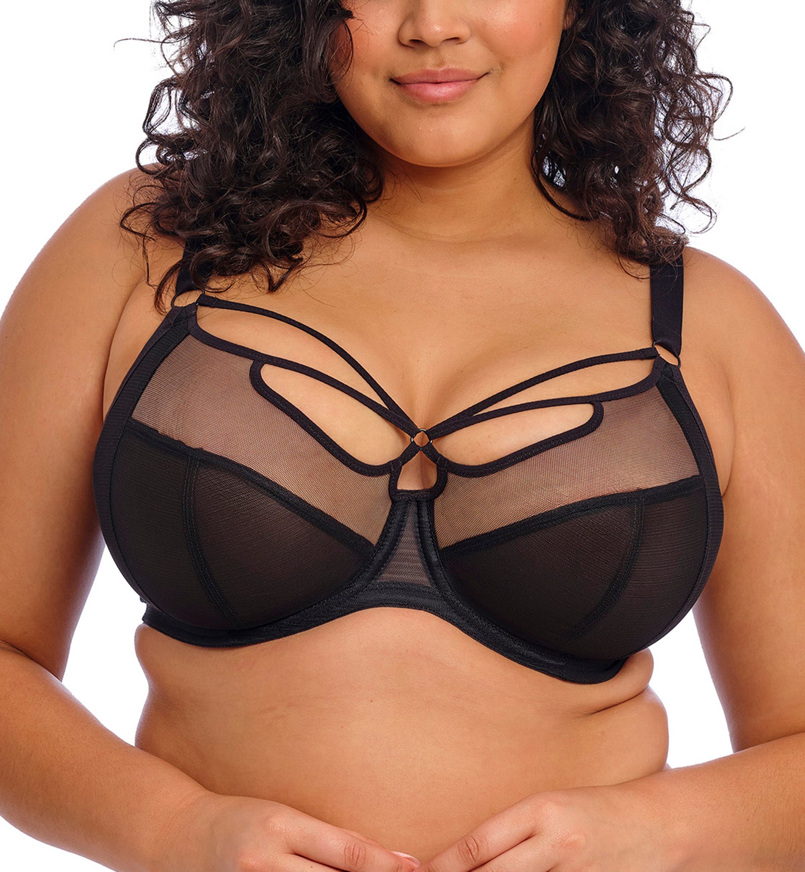 Elomi Sachi Banded Plunge Underwire Bra (4350),32GG,Black - Black,32GG