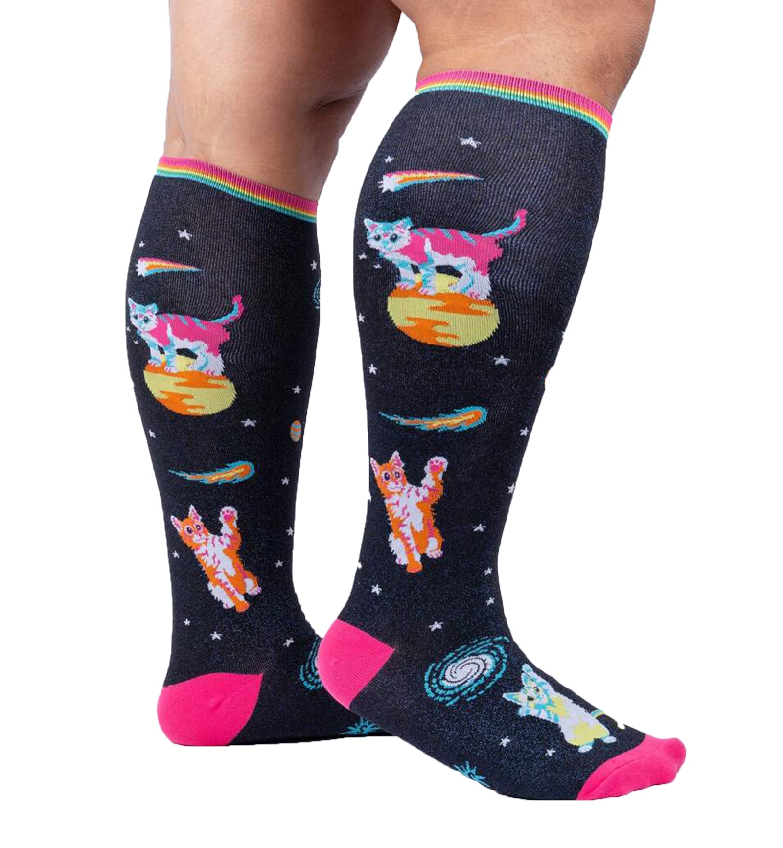 SOCK it to me Unisex Stretch-It Knee High Socks (S0156),Space Cats - Space Cats,One Size