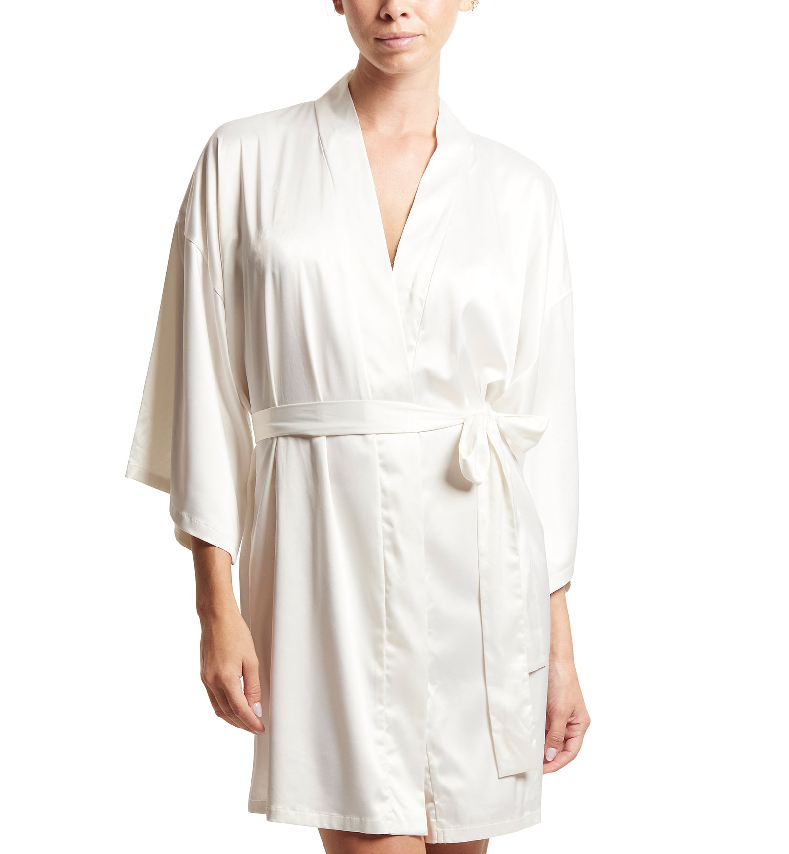 Hanky Panky Bridal Happily Ever After Satin Robe (4RR111),XS/S,Light Ivory - Light Ivory,XS/S