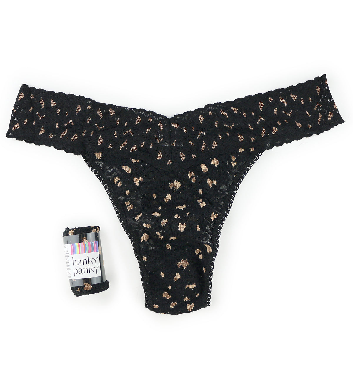 Hanky Panky Cross Dyed Leopard Original Rise Thong (7J1101P),Black/Praline - Black/Praline,One Size