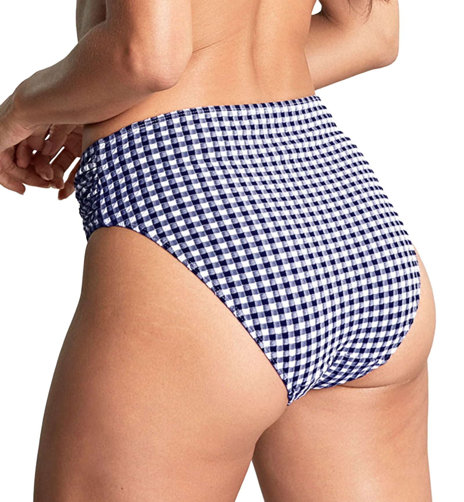 Panache Midi Gathered Swim Pant (SW1729),8-XS,Navy Gingham - Navy Gingham,XS