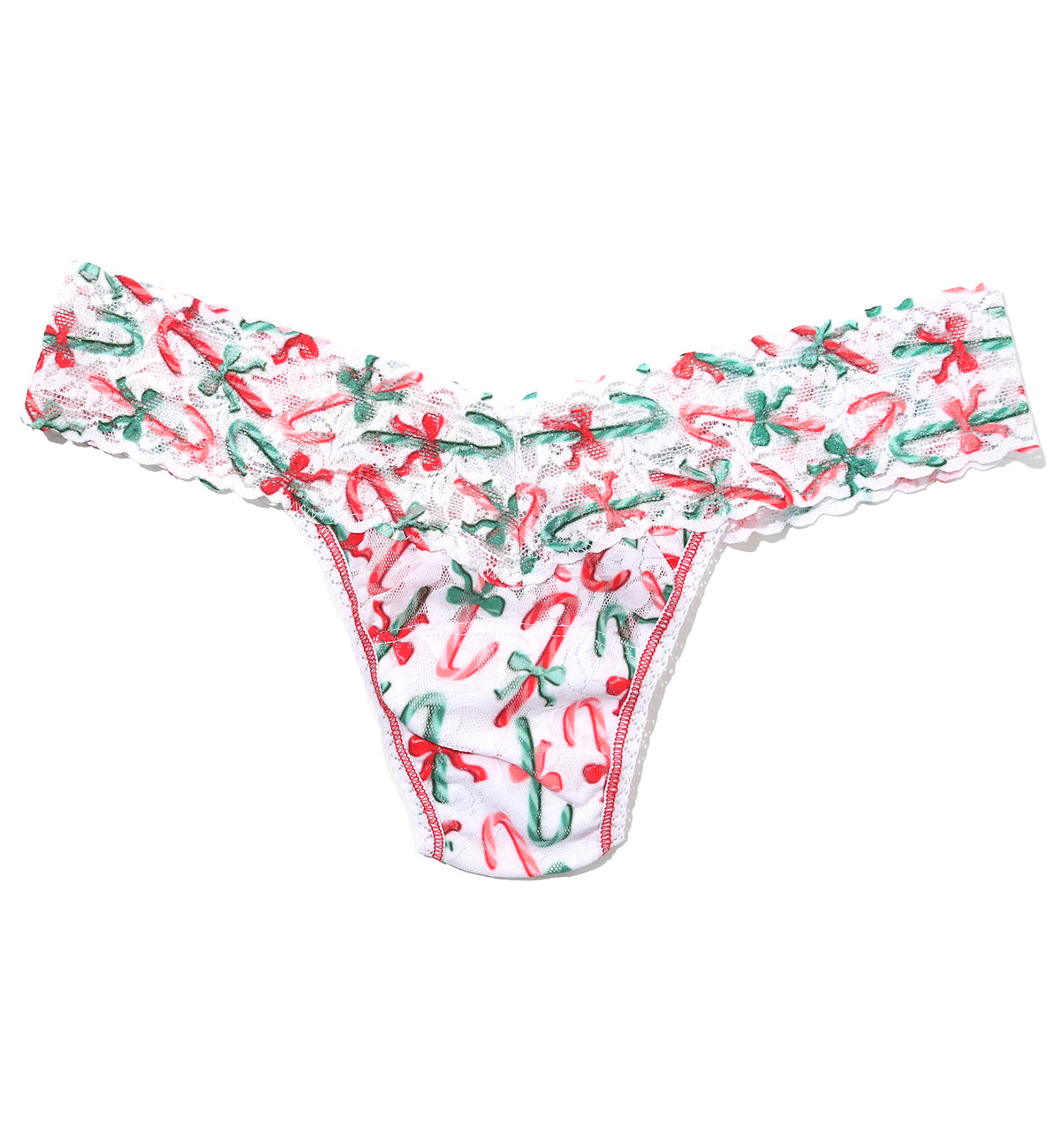 Hanky Panky Signature Lace Printed Low Rise Thong (PR4911P),Candy Cane Delight - Candy Cane Delight,One Size