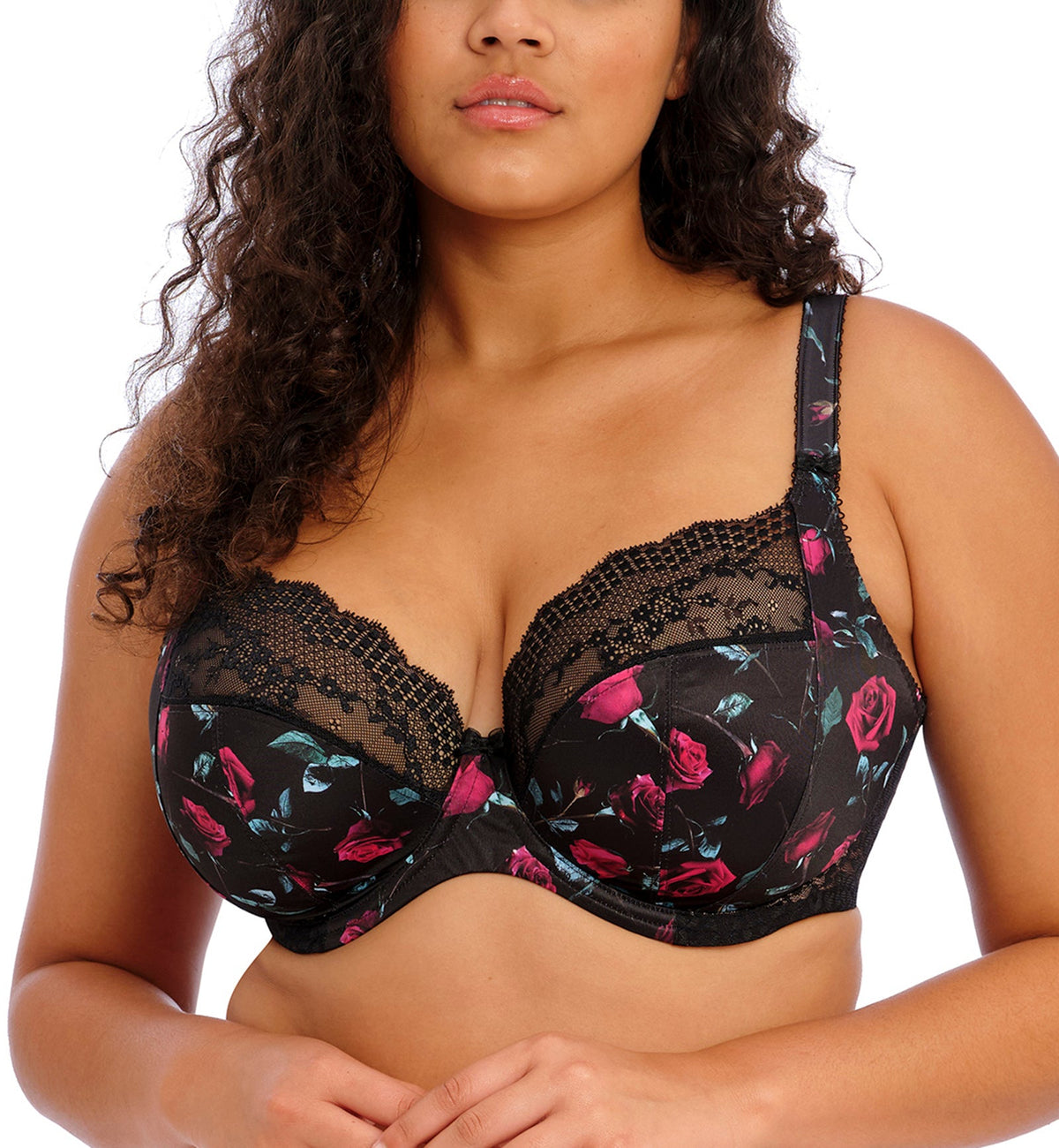 Elomi Lucie Banded Stretch Lace Plunge Underwire Bra (4490),32GG,Rock N Rose - Rock N Rose,32GG