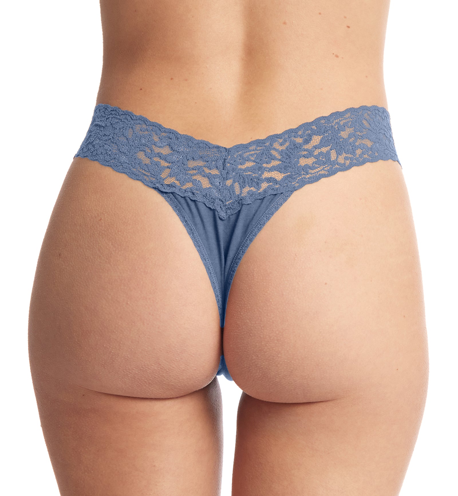 Hanky Panky Cotton Low Rise Thong (891581P),Washed Indigo Blue - Washed Indigo Blue,One Size