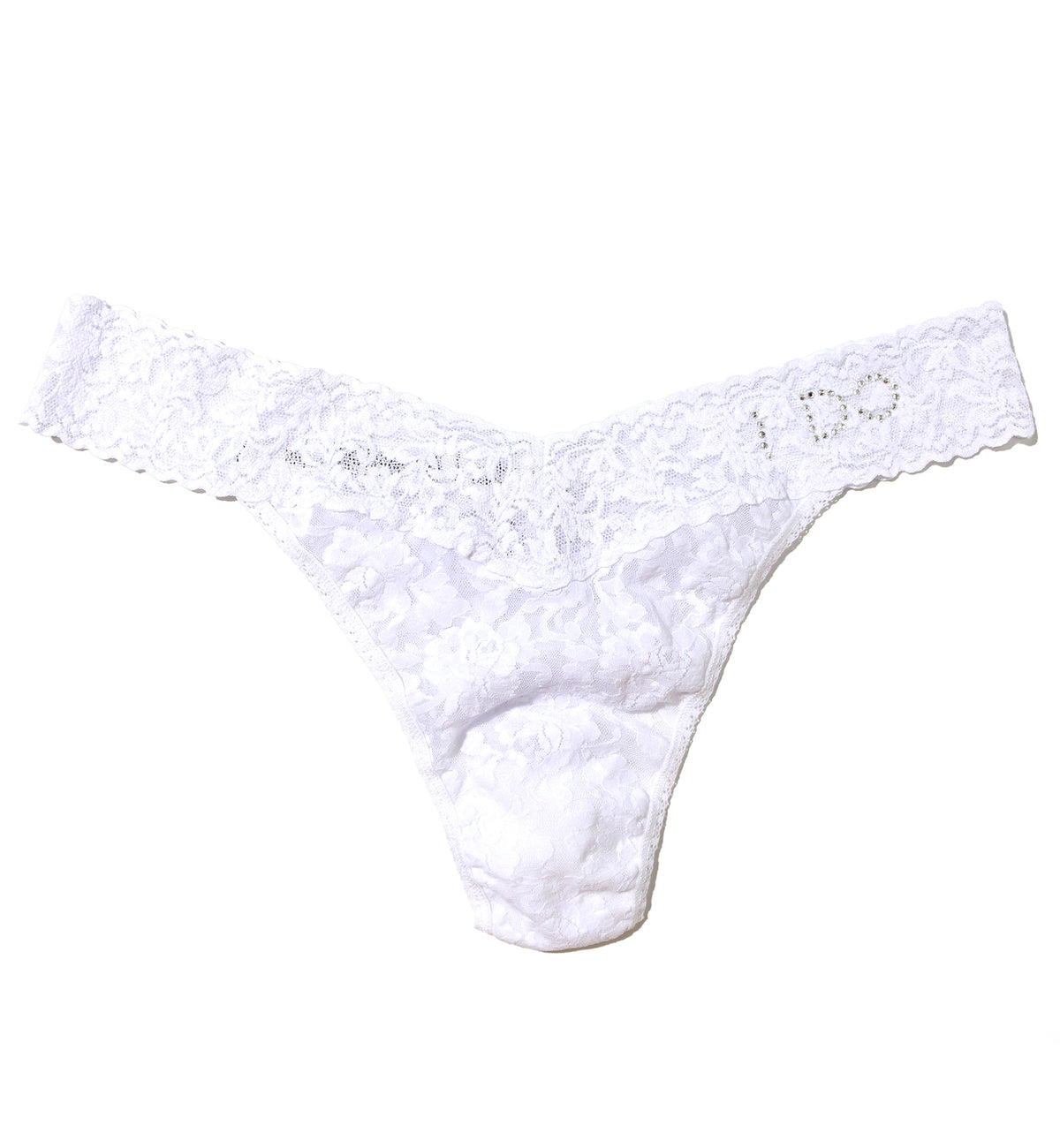 Hanky Panky Bridal I DO Crystal Lace Original Rise Thong PLUS (6511X),One Size,White - White,One Size