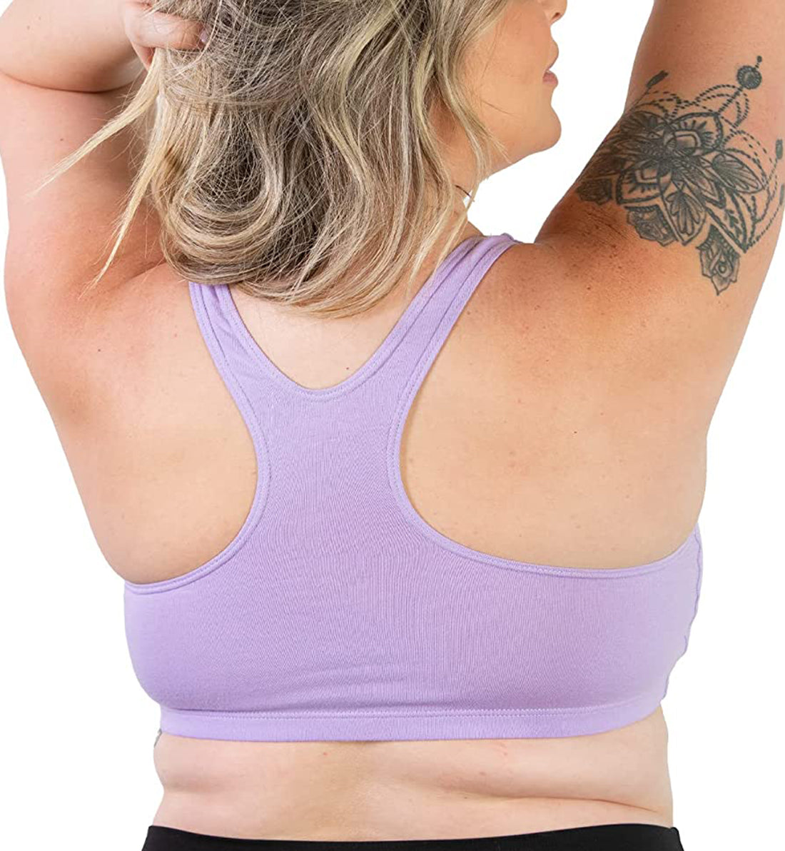 Leading Lady Serena Wirefree Racerback Sports Bra (514),38B/C/D,Lavender - Lavender,38 B/C/D