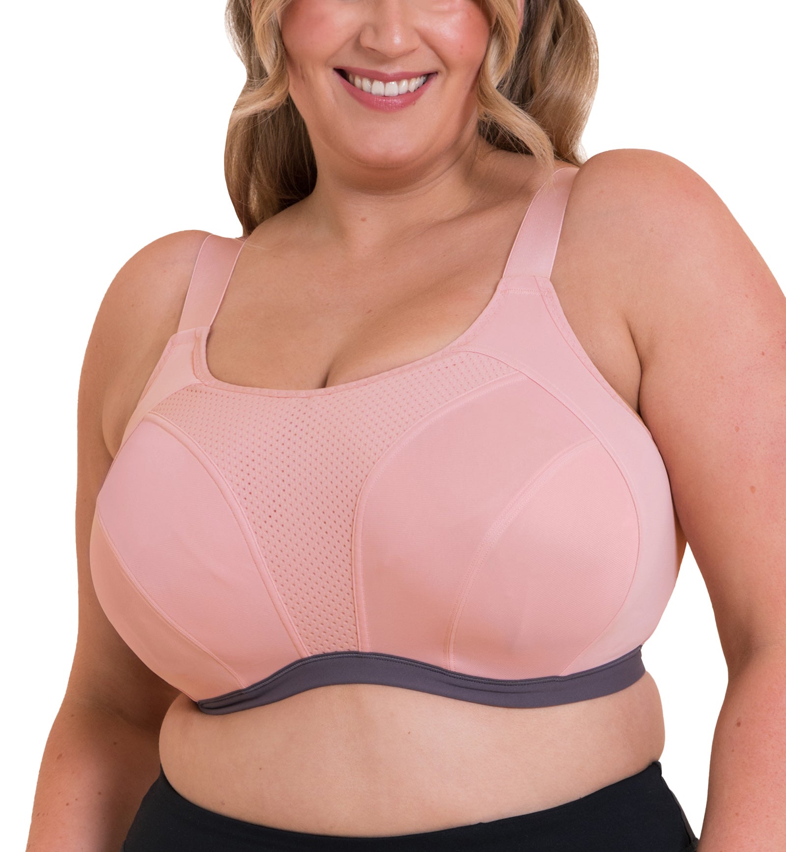 Curvy Kate Everymove Underwire Sports Bra (CK043113),30F,Blush/Charcoal - Blush/Charcoal,30F