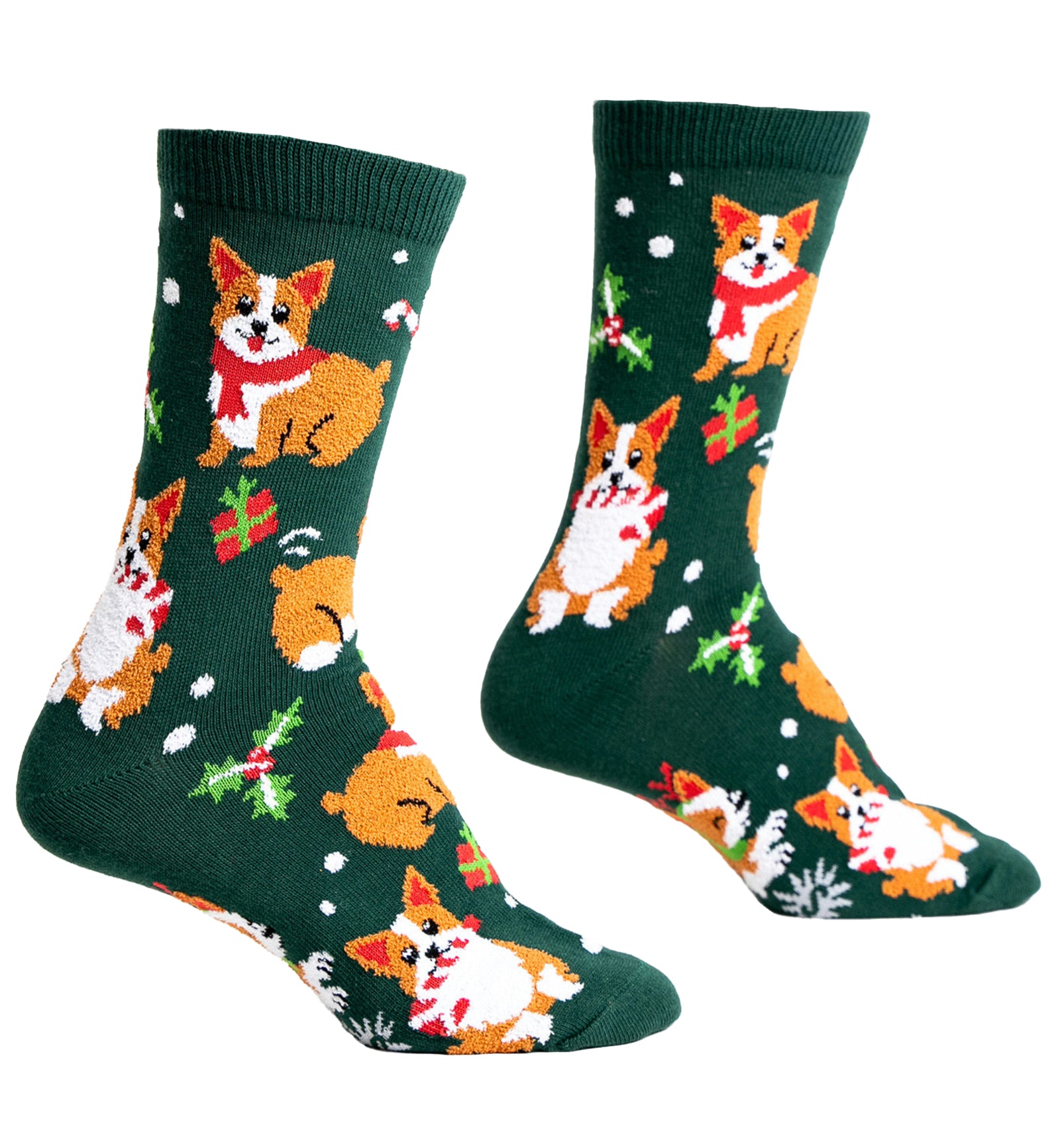 SOCK it to me Women's Crew Socks (W0494),Merry Corgmas (Fuzzy) - Merry Corgmas (Fuzzy),One Size