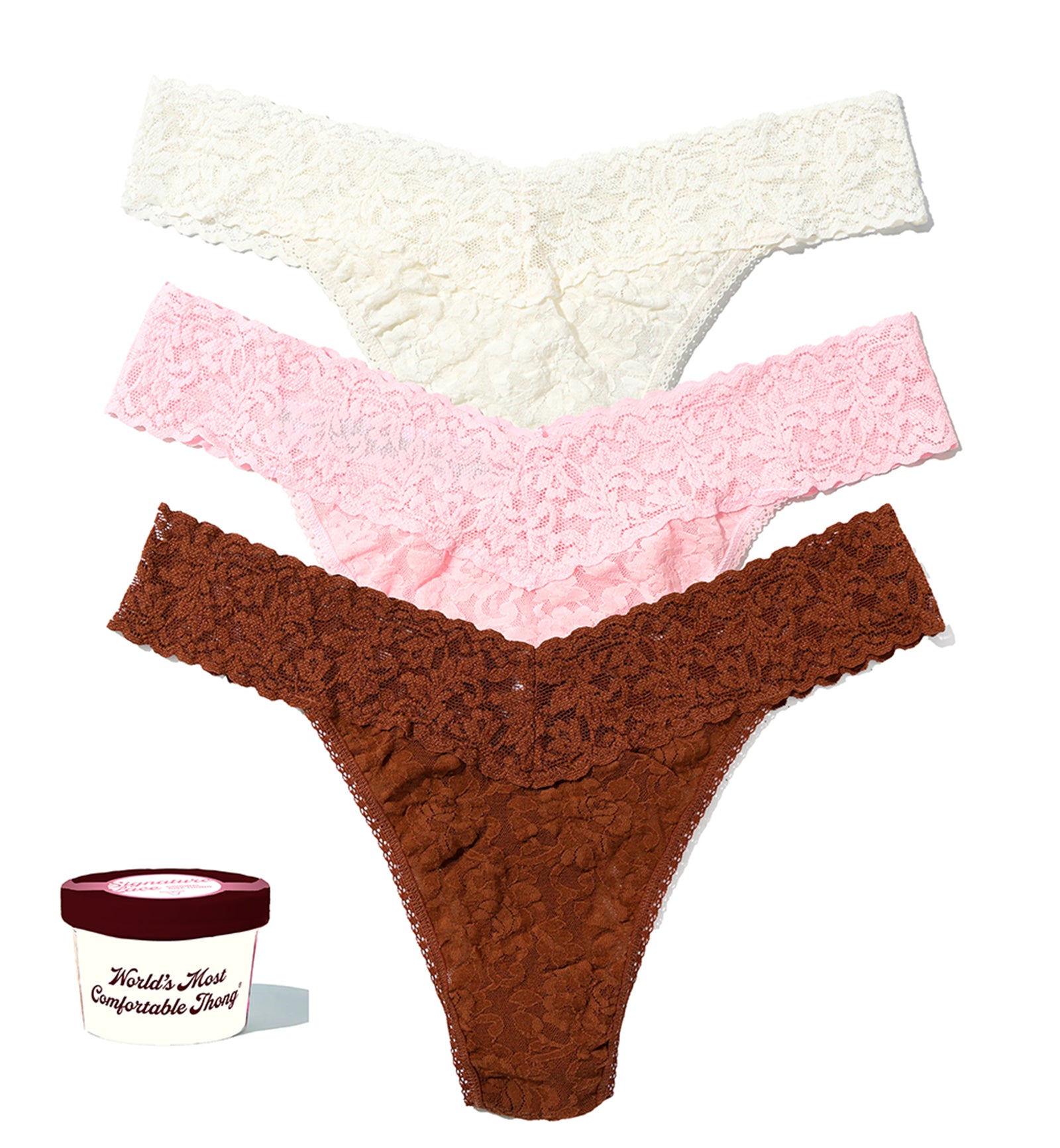 Hanky Panky 3-PACK Signature Lace Original Rise Thong (48113PK),ICB3 - ICB3,One Size