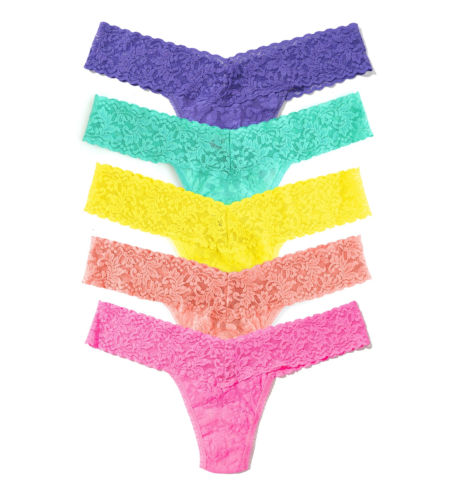 Hanky Panky 5-PACK Signature Lace Low Rise Thong (49115PK),Botany - Botany,One Size