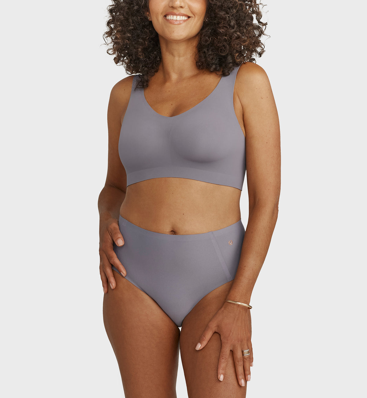 Evelyn & Bobbie DEFY V-Neck Bralette w/ Removable Pads (1833),Small,London Fog - London Fog,Small