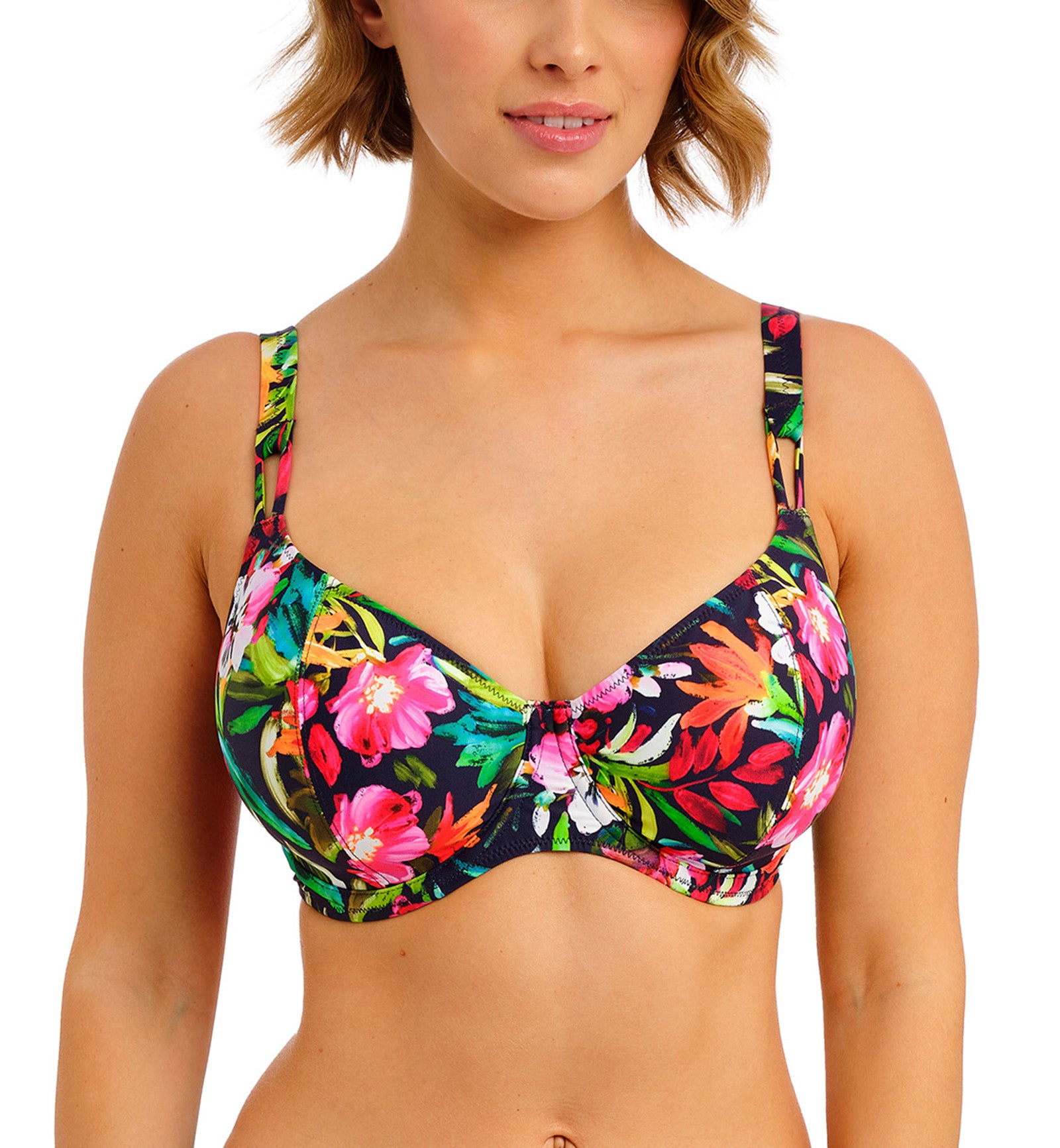 Freya Kailua Shores Banded Plunge Underwire Bikini Top (207902),28E,Midnight - Midnight,28E