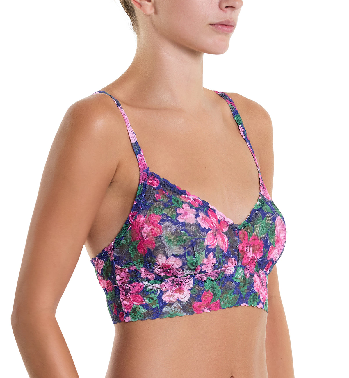 Hanky Panky Printed V-neck Retro Bralette (PR9K7272),Large,Tis The Season - Tis The Season,Large