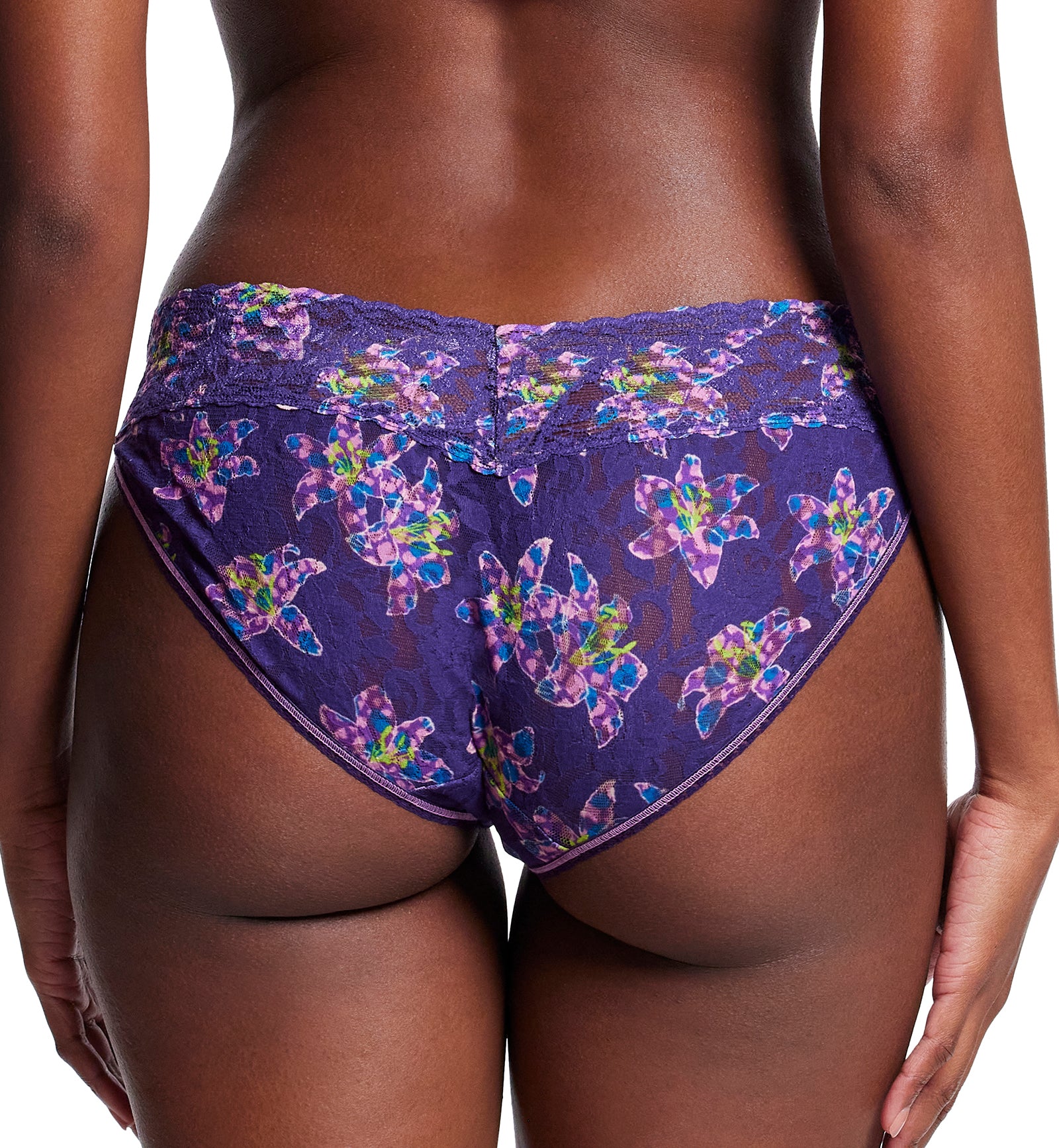 Hanky Panky Signature Lace Printed V-kini (PR482374),XS,Fleurs Por Moi - Fleurs Por Moi,XS