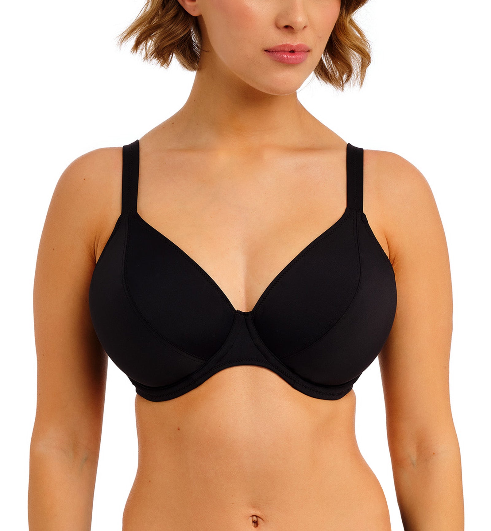 Freya Jewel Cove Underwire Bikini Top (7225),28D,Plain Black - Plain Black,28D