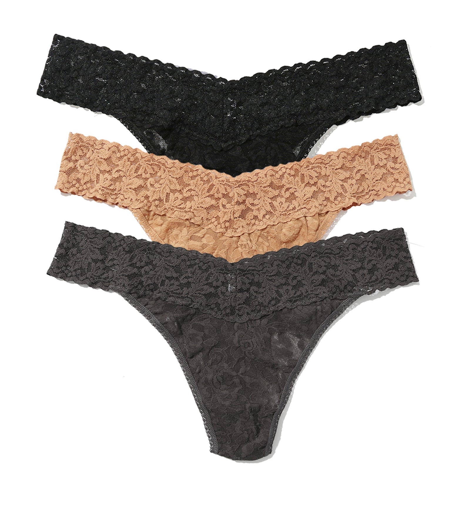 Hanky Panky 3-PACK Signature Lace Original Rise Thong (48113PK),SASG - SASG,One Size