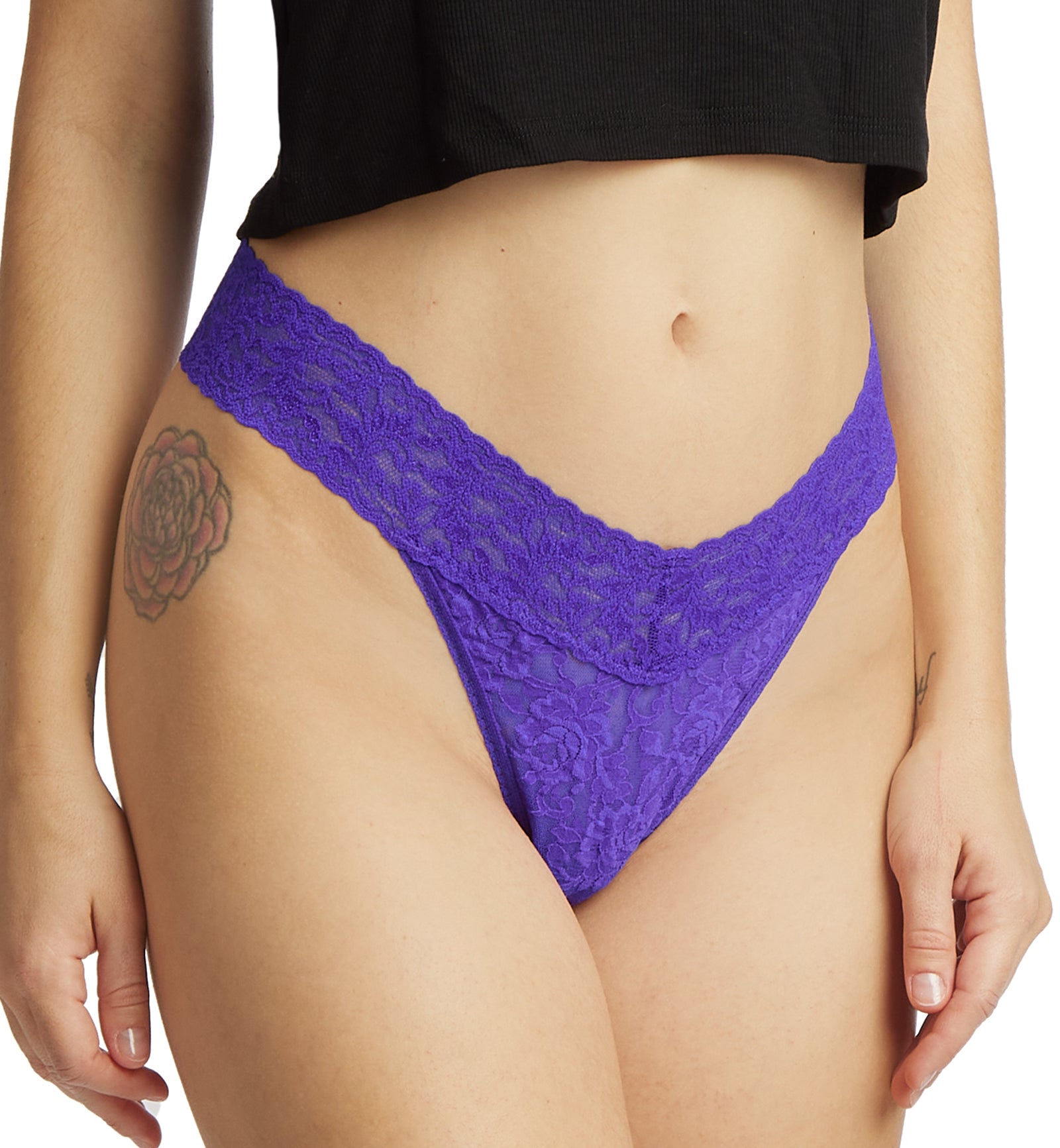 Hanky Panky Signature Lace Original Rise Thong (4811P),Majestic Purple - Majestic Purple,One Size