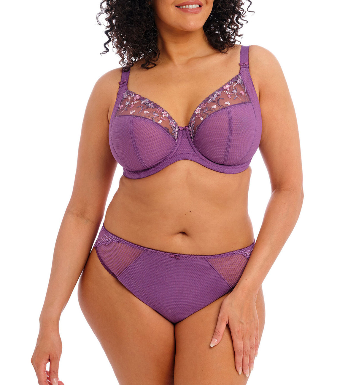 Elomi Charley Matching Stretch Lace Brazilian Brief (4385),Medium,Pansy - Pansy,Medium