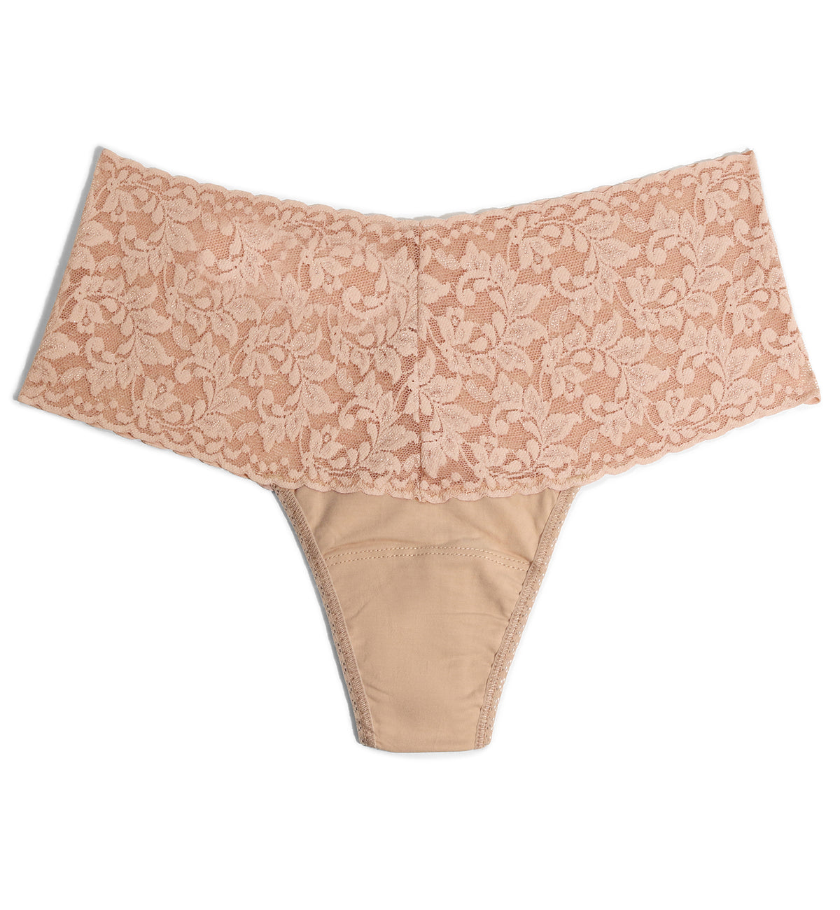 Hanky Panky Cotton Retro Thong with Lace (891924),Chai - Chai,One Size