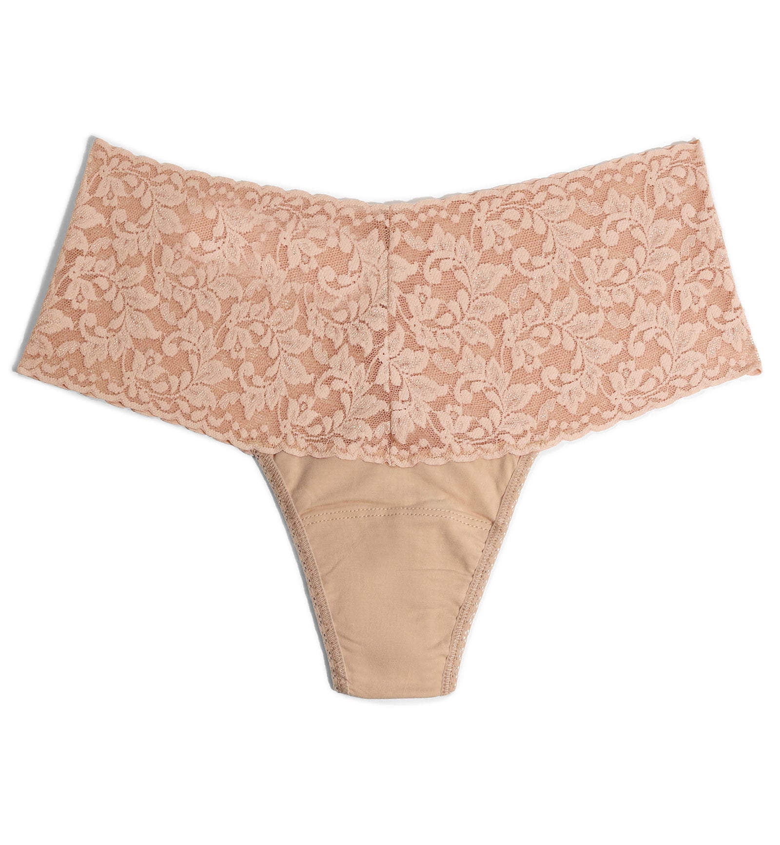 Hanky Panky Cotton Retro Thong with Lace (891924),Chai - Chai,One Size