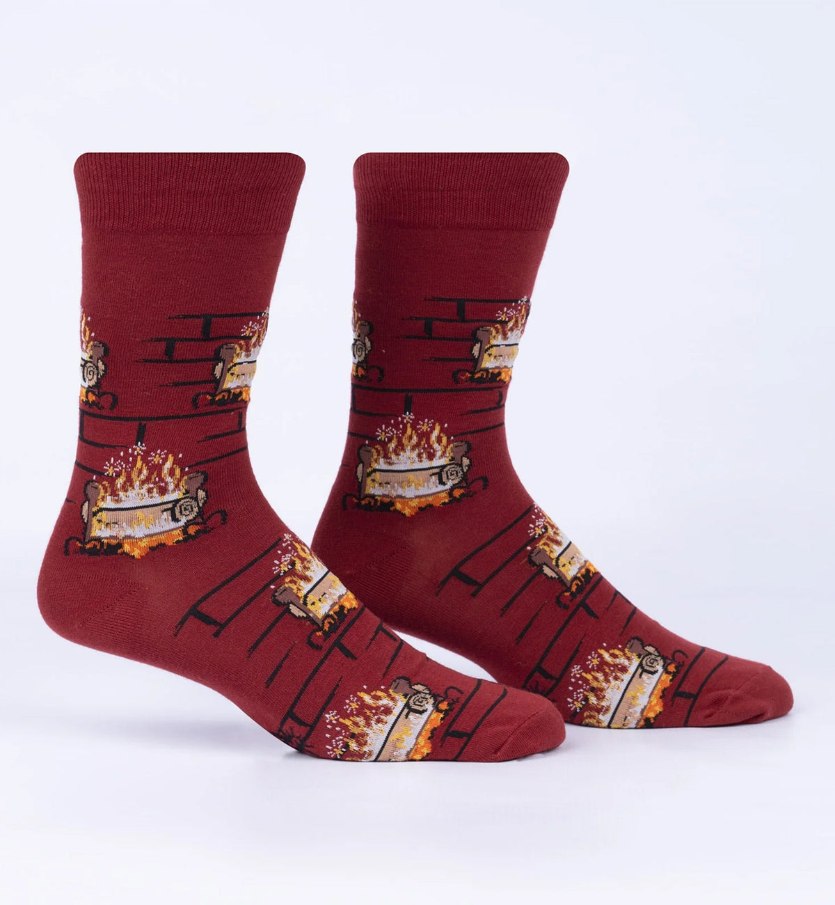SOCK it to me Men's Crew Socks (MEF0588),Yule Log - Yule Log,One Size
