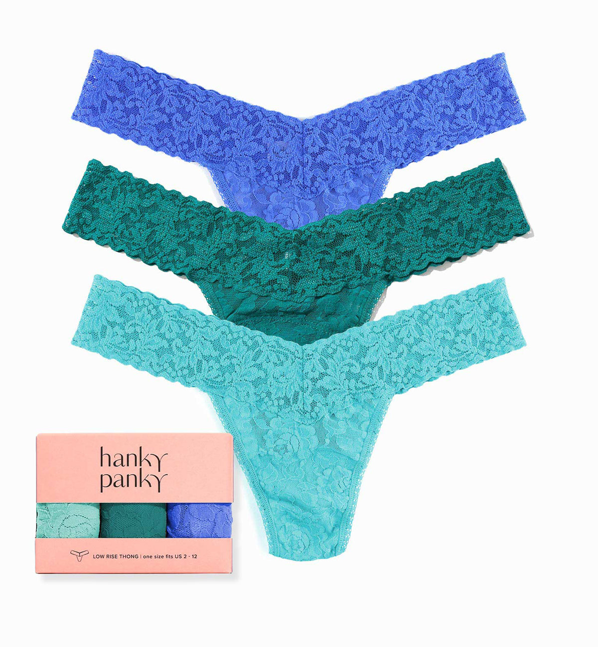 Hanky Panky 3-PACK Signature Lace Low Rise Thong (49113PK),SEBB - SEBB,One Size