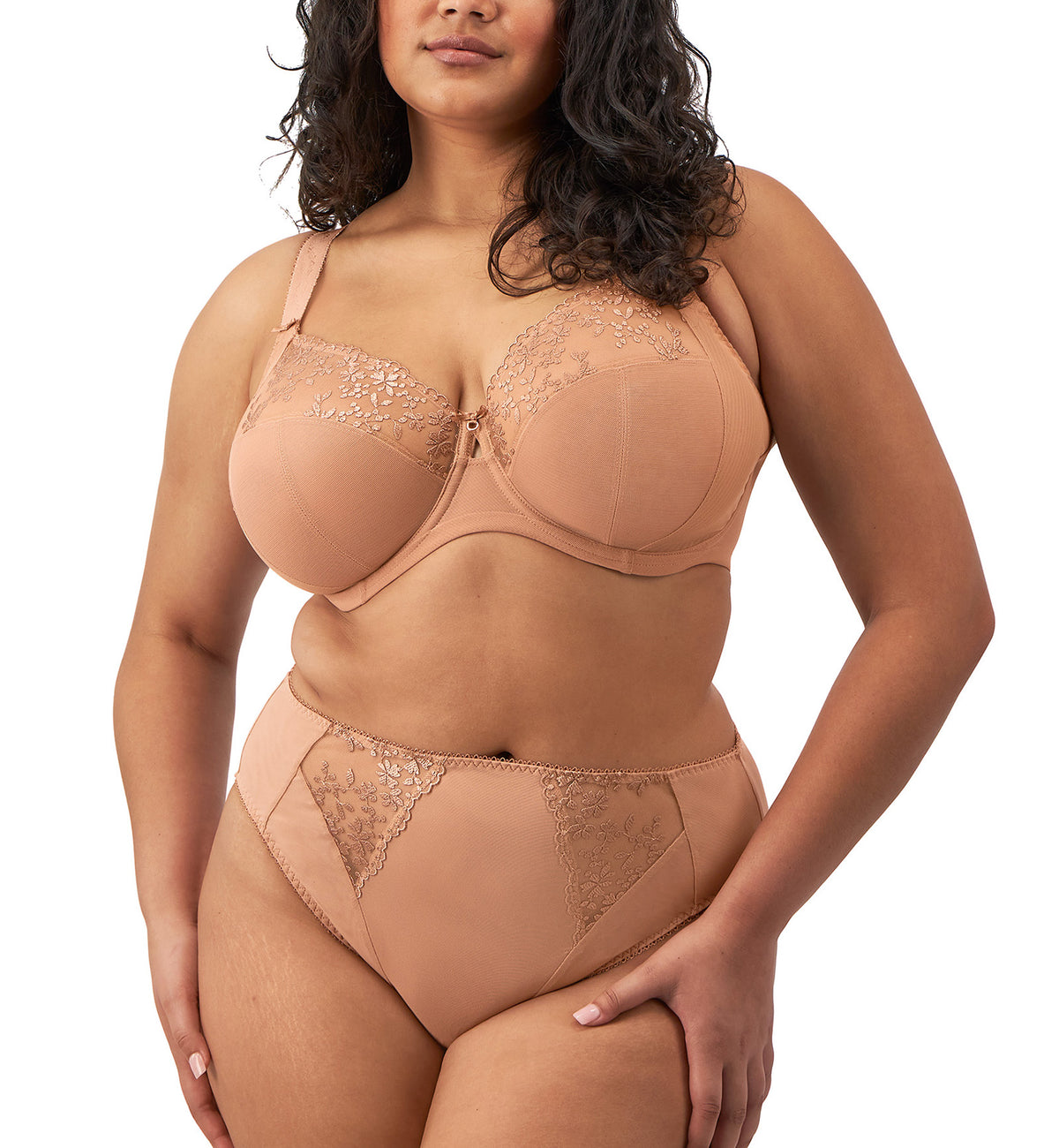 Elomi Zarla Stretch Lace Banded Underwire Bra (302505),32G,Cafe Au Lait - Cafe Au Lait,32G