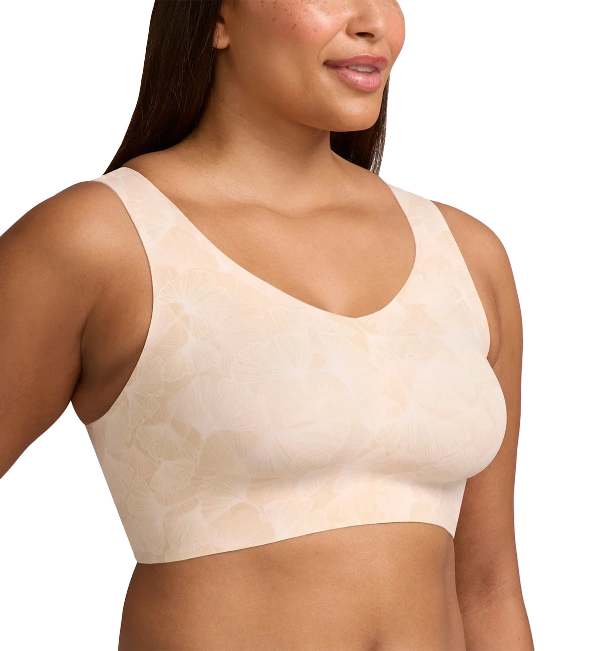 Evelyn & Bobbie DEFY V-Neck Bralette w/ Removable Pads (1728﻿),Small,Champagne Ginkgo - Champagne Ginkgo,Small